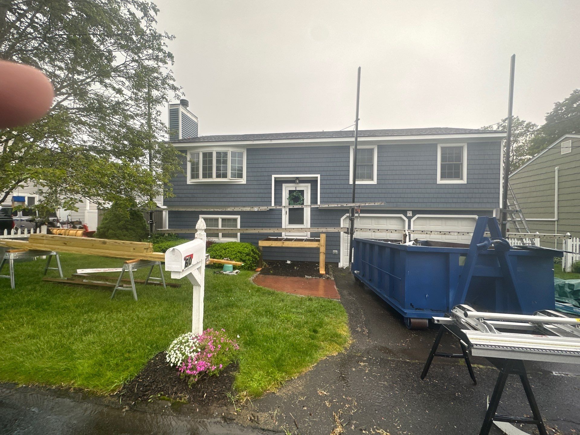 Siding Installation using Certainteed Cedar Impressions Straight Edge Perfection Shingles - D7 - Pacific Blue by A Plus Exterior