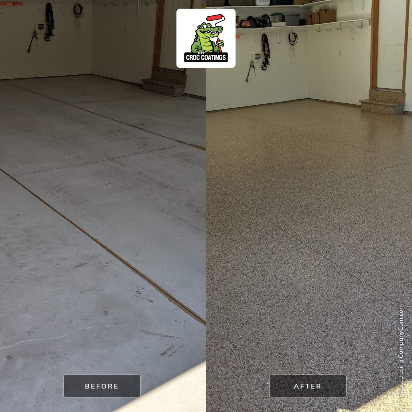Garage Transformation using Pecan Coloway by Croc Coatings, LLC