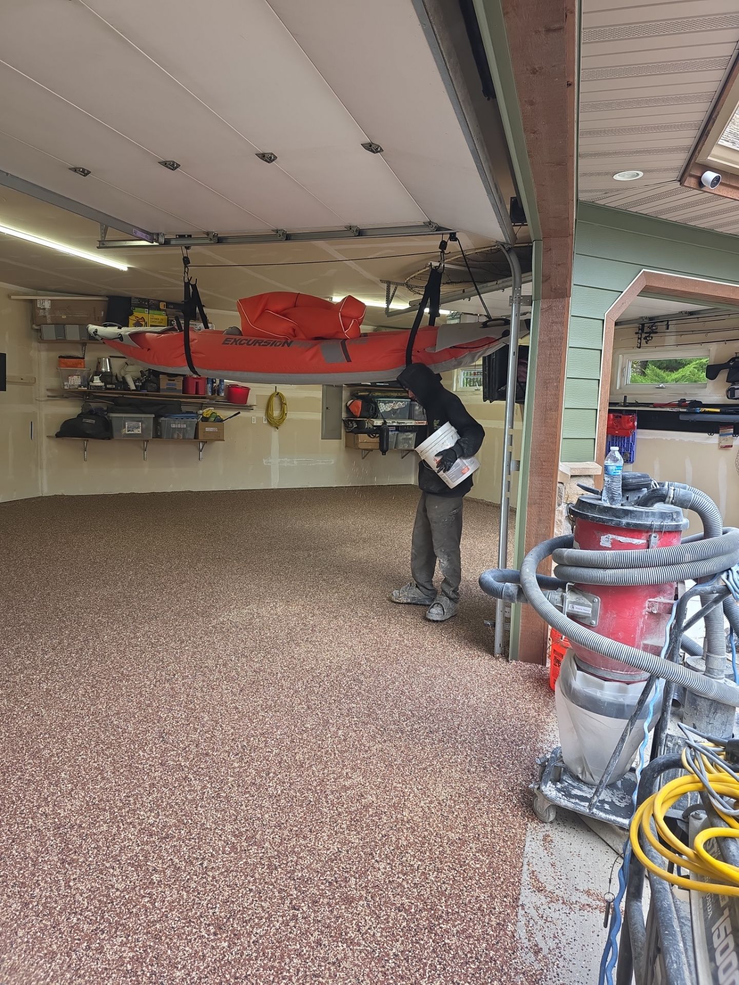 Chestnut Flake Garage Floor Transformation in Coeur d'Alene by Croc Coatings, LLC