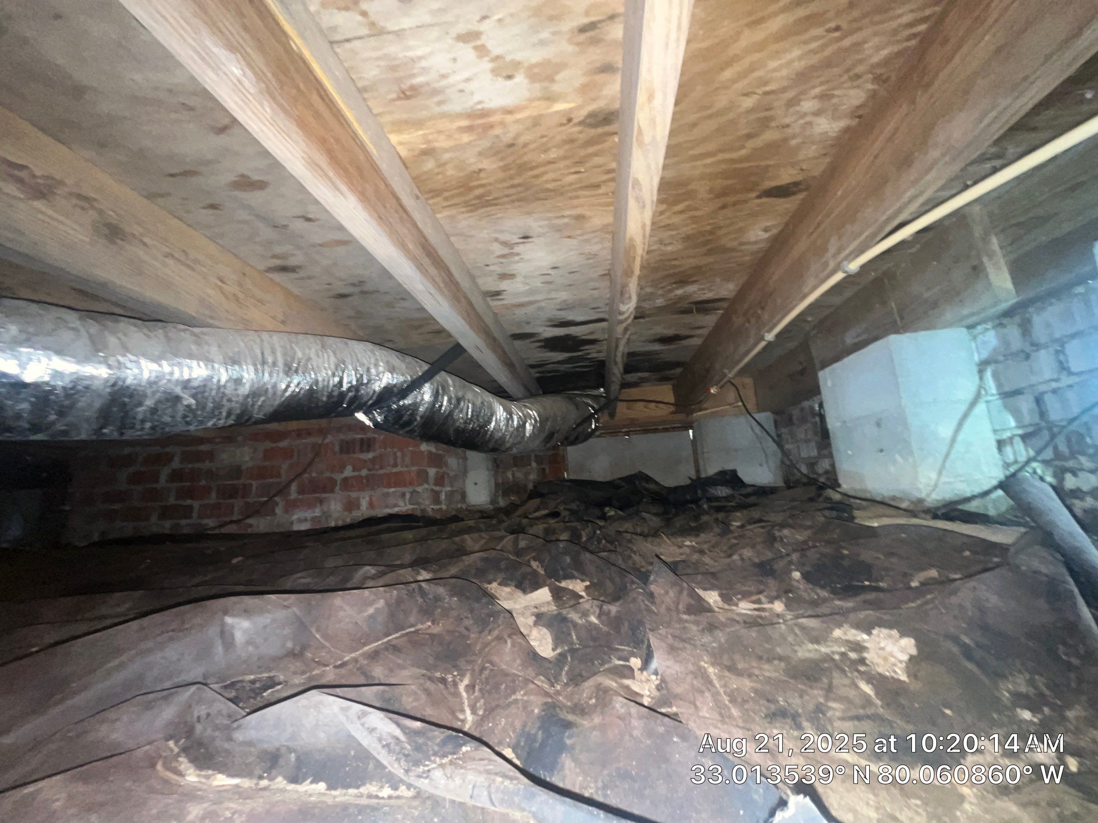 Crawlspace remediation & encapsulation with ductwork replacement by EAS Environmental, LLC.