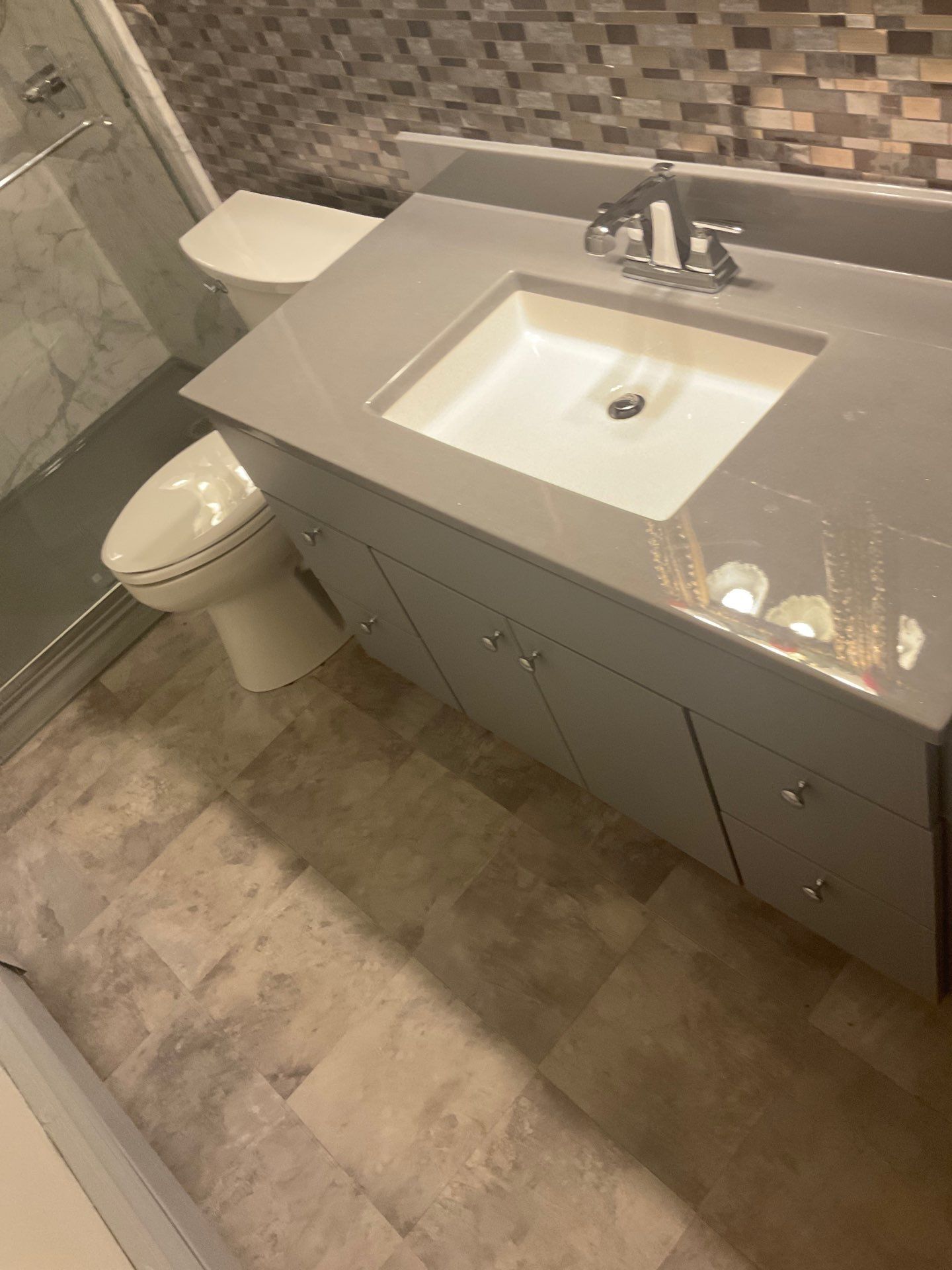 Phase II: Santorini White & Concrete Onyx by Rome Bath Remodeling