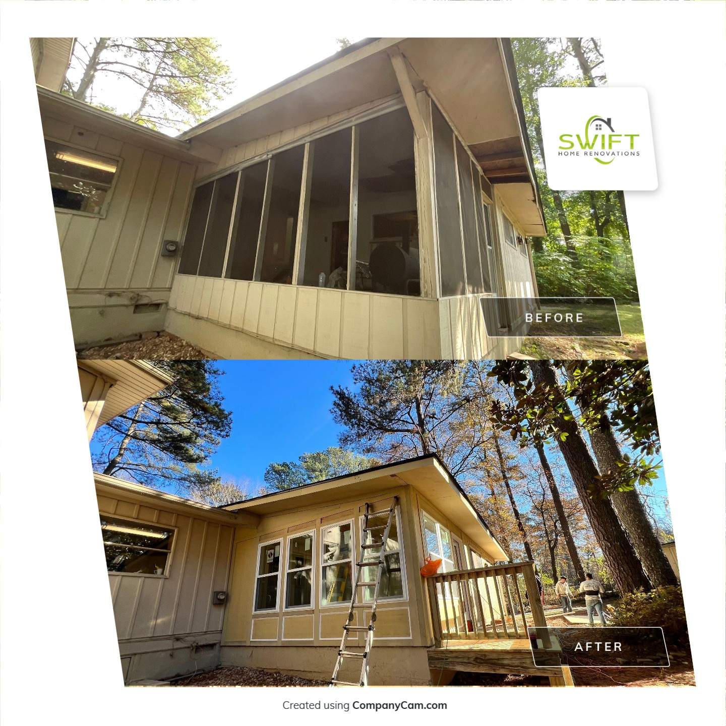 Sunroom Conversion and Pressure Treated Deck Installation in Doraville by Swift Home Renovations