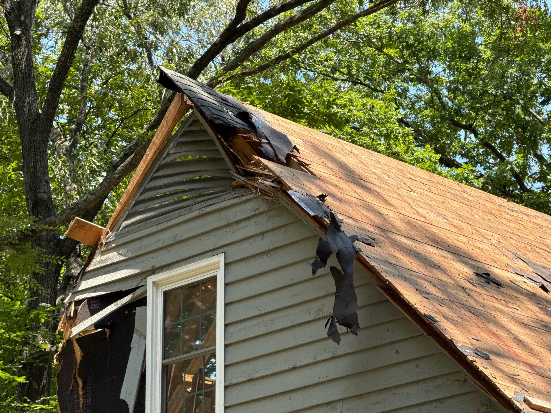 Collierville Roof Replacement Following Major Tree Impact Damage with interior repairs by Revival Roofing Services