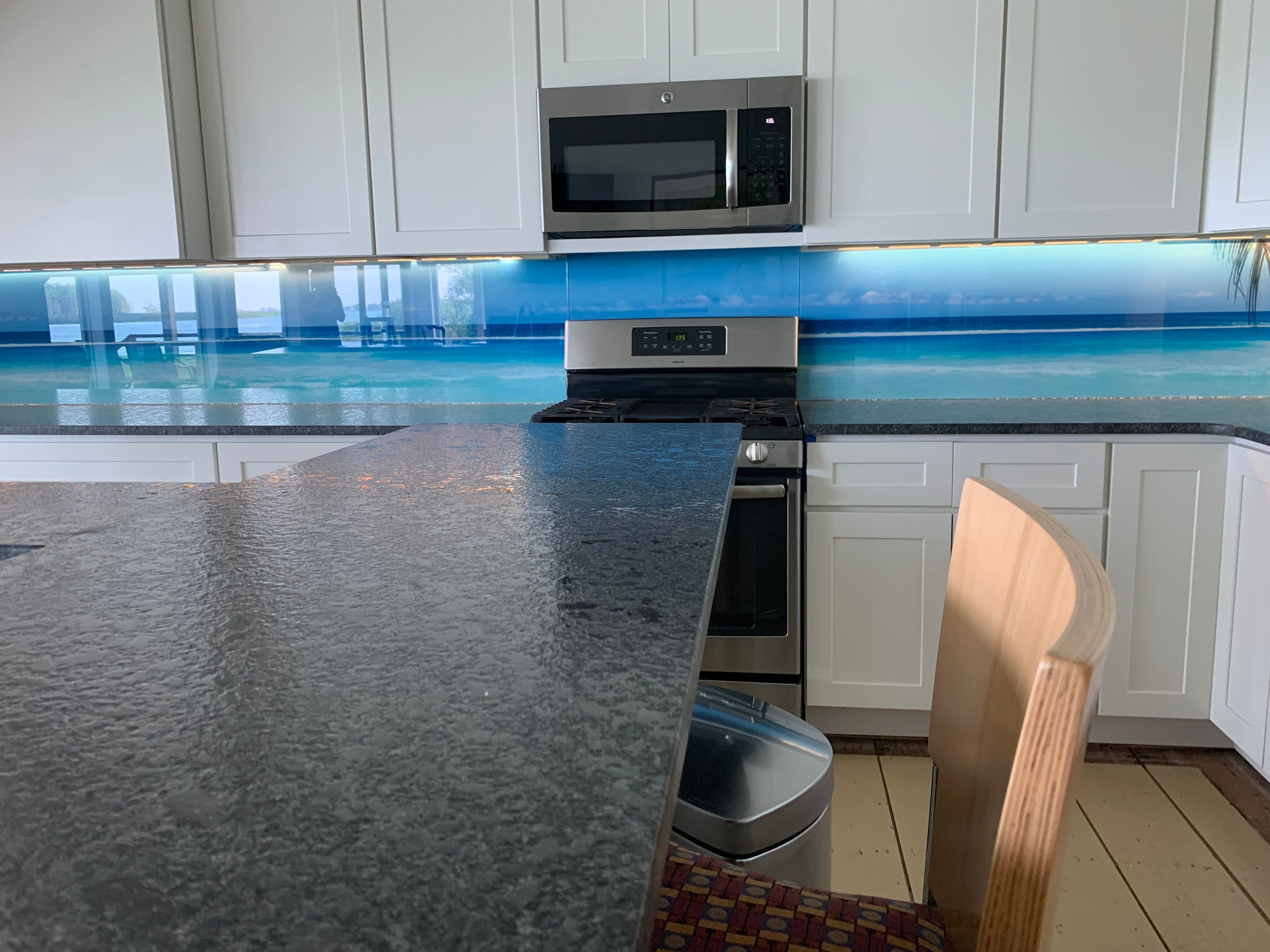 Kitchen Remodel using Maui Beach IMAGIO Solid Glass Backsplash by IMAGIO