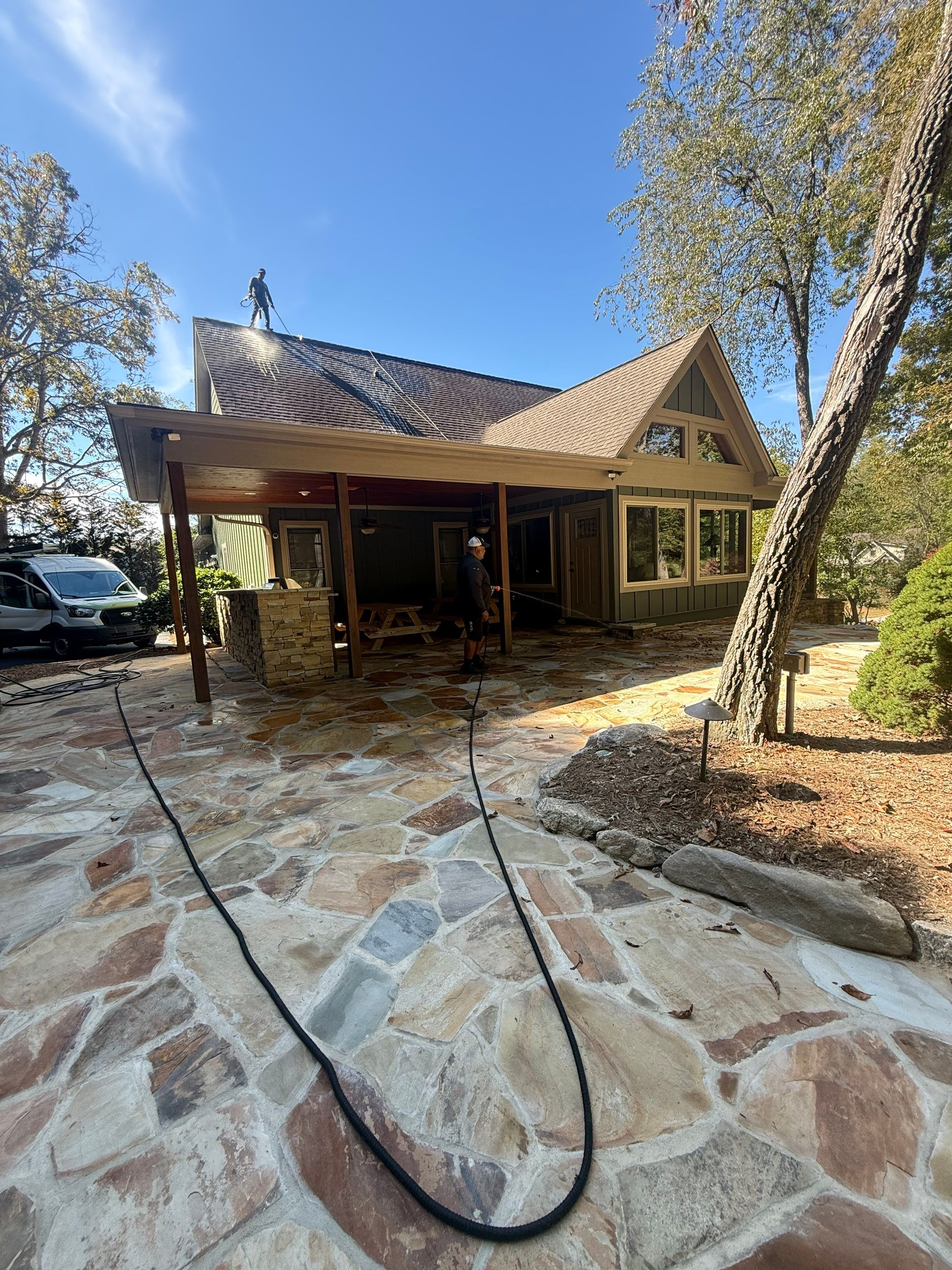 Mills River Residential Exterior Rejuvenation and Roof Cleaning Project by Bright Home Connections