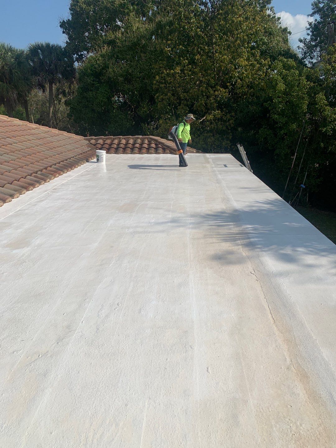 100% Silicone Roof Coating Repair using Tropical #924 Silicone Roof Coating by Morton Roofing, Inc.