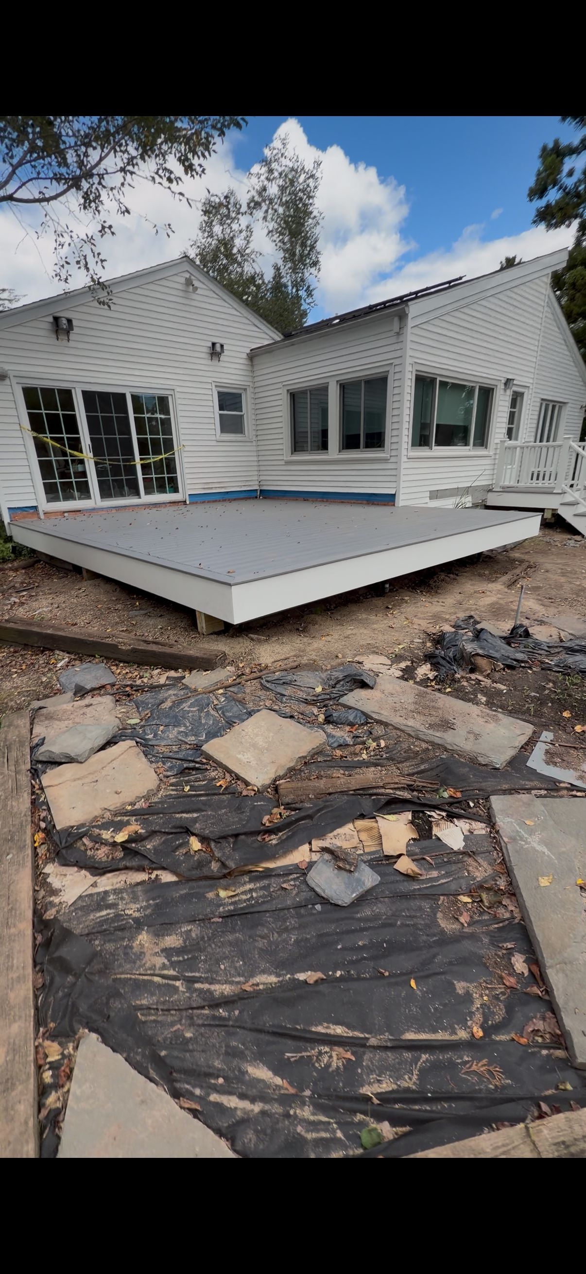 Deck and Ramp replacement using Trex Select Millstone, Trex transcend White Railings  by DiGiorgi Roofing and Siding Inc