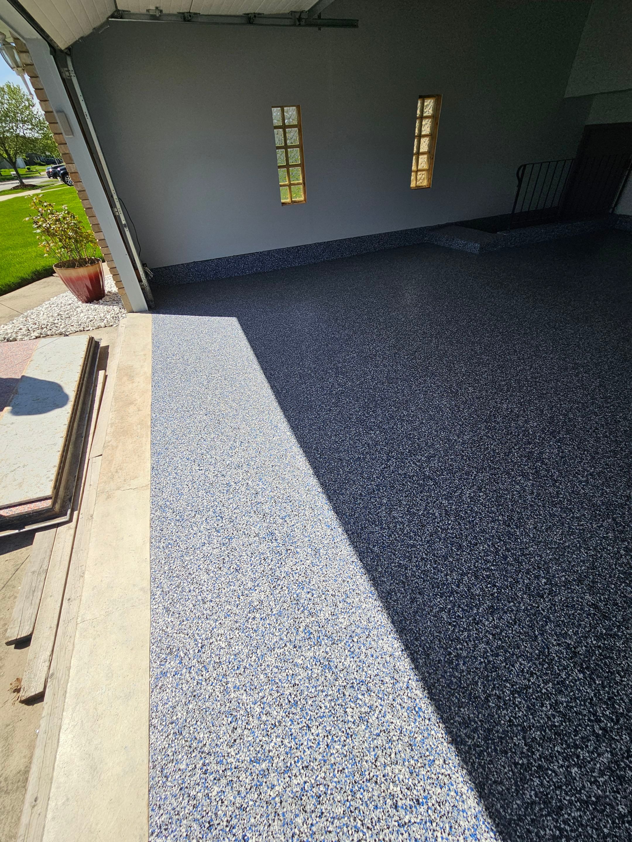 Orbit Flake Garage Floor  by Level 10 Coatings