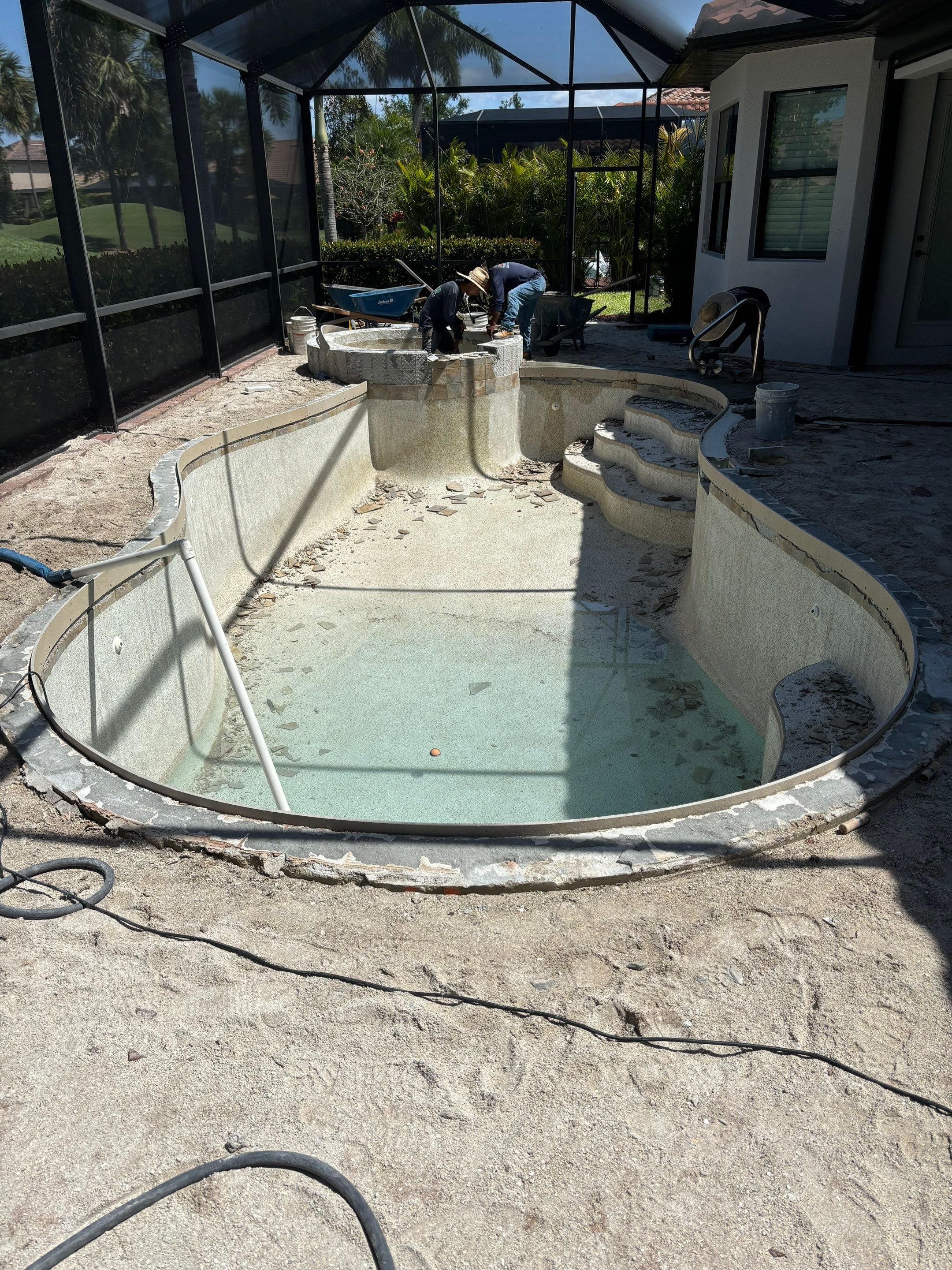 Textured Marble Pool Deck - Bonita National Golf & Country Club by Old Town Pavers Llc