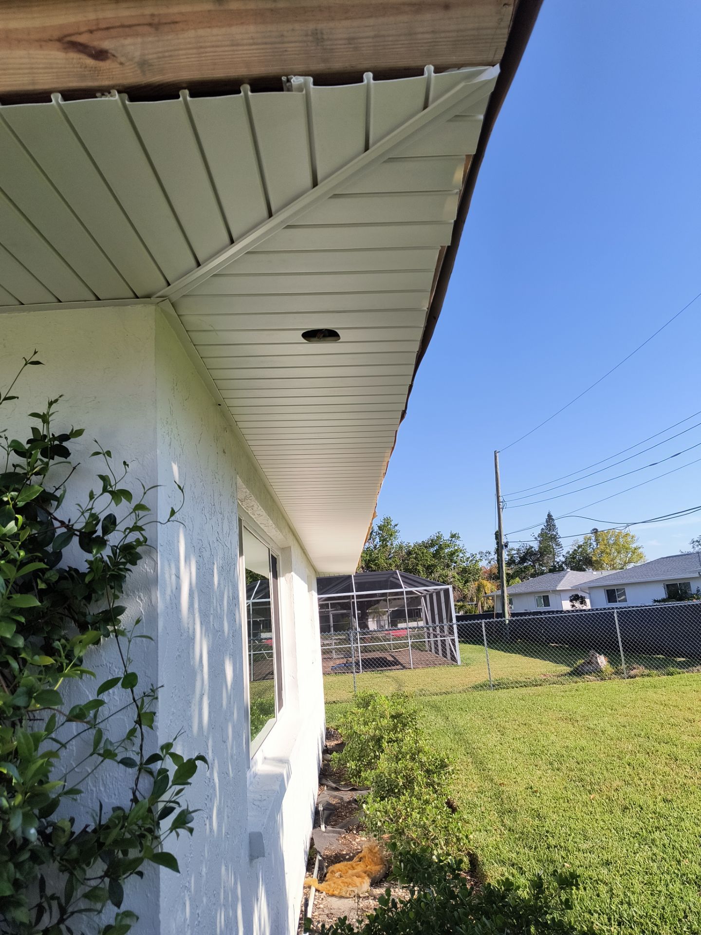 Aluminum White Soffit Installation in Sarasota FL by Gutter Professors