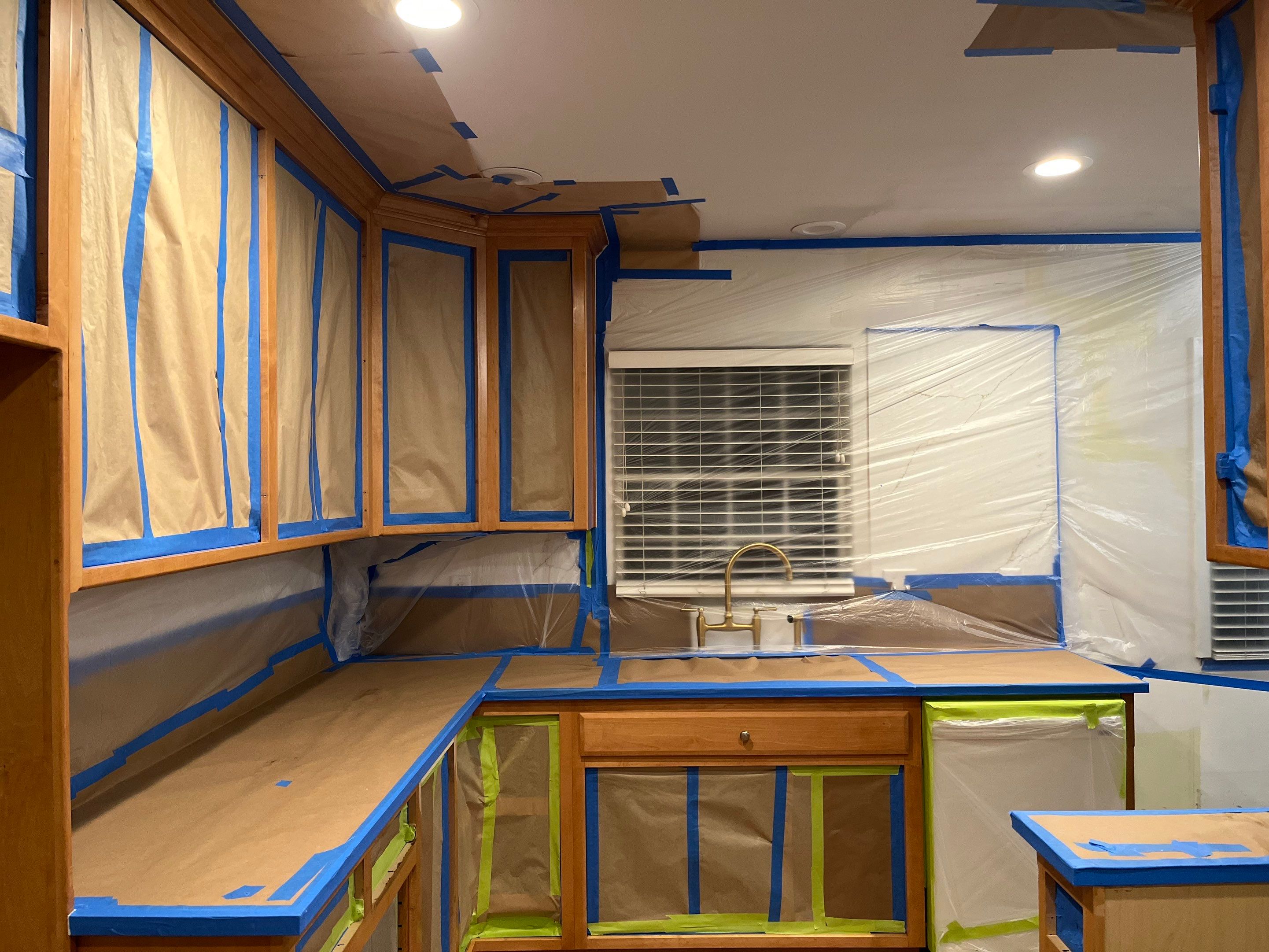 Elegant Transformation: Stained Cabinets Revamped with Sherwin-Williams Juniper by Cougar Painting