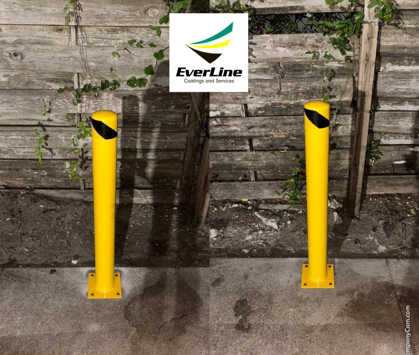 Bollard Installation, Line Striping, & Parking Block Installation at La Primavera Supermarket  by Everline Coatings & Services - Southwest FL
