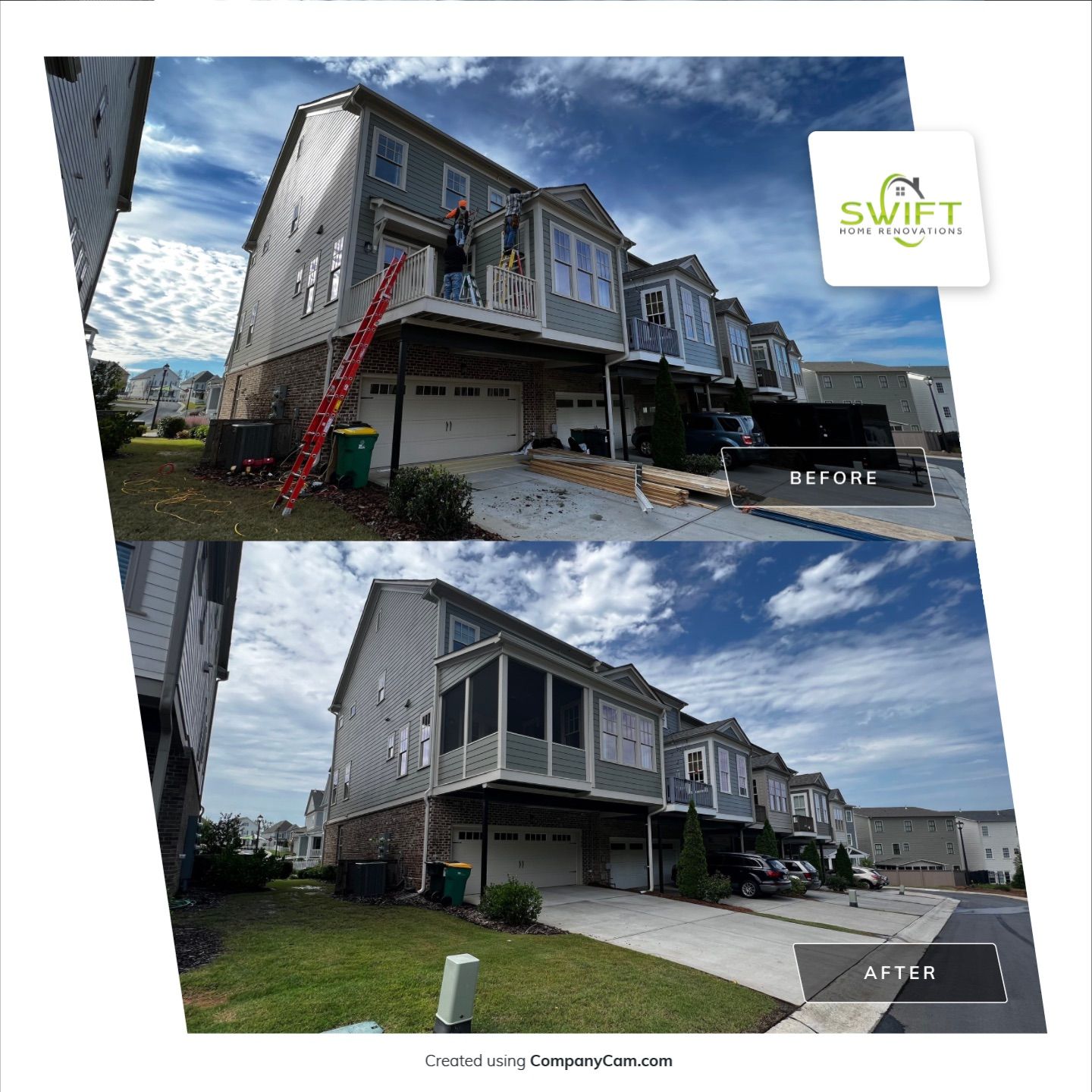Screened-In Porch Installation for a Woodstock Townhome by Swift Home Renovations