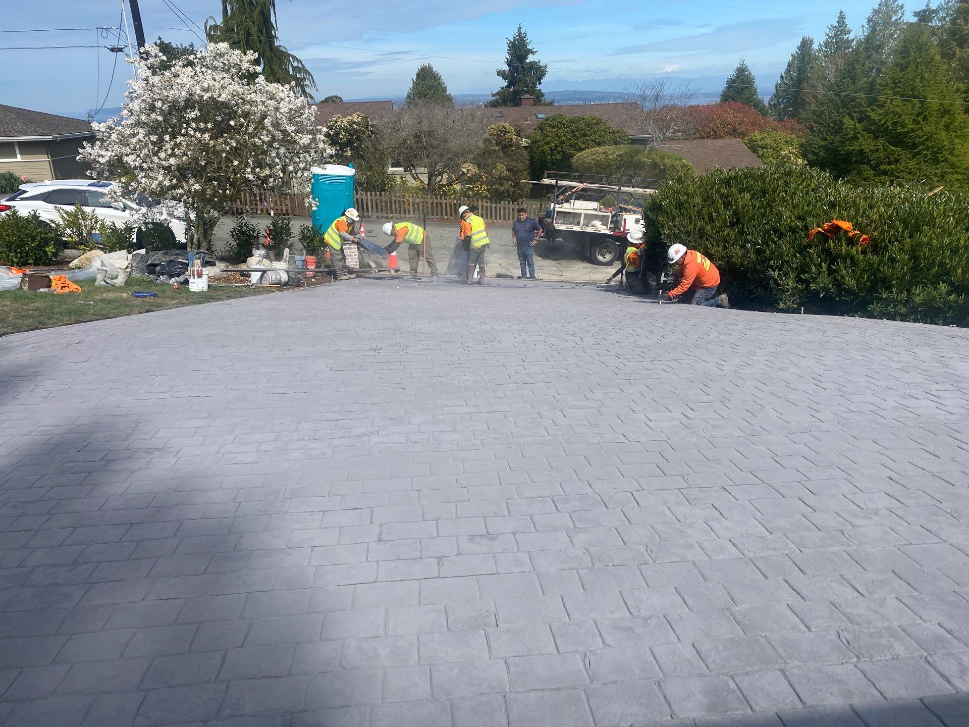 John | Stamped Concrete Driveway Makeover by Jireh Asphalt & Concrete Inc 