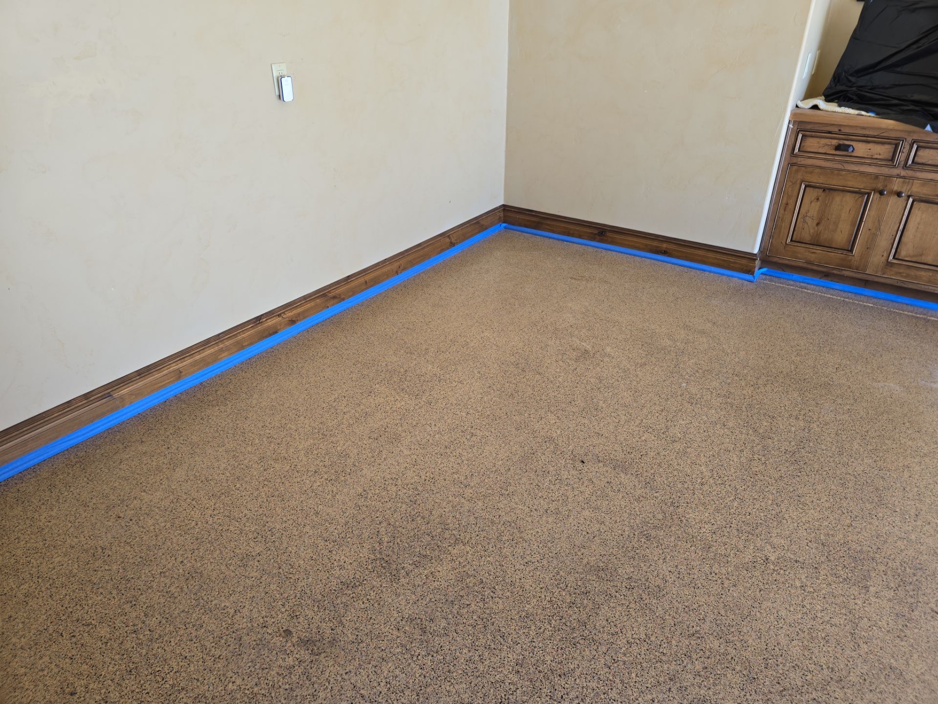 Garage Transformation using Stone/Marble Hybrid by Croc Coatings, LLC
