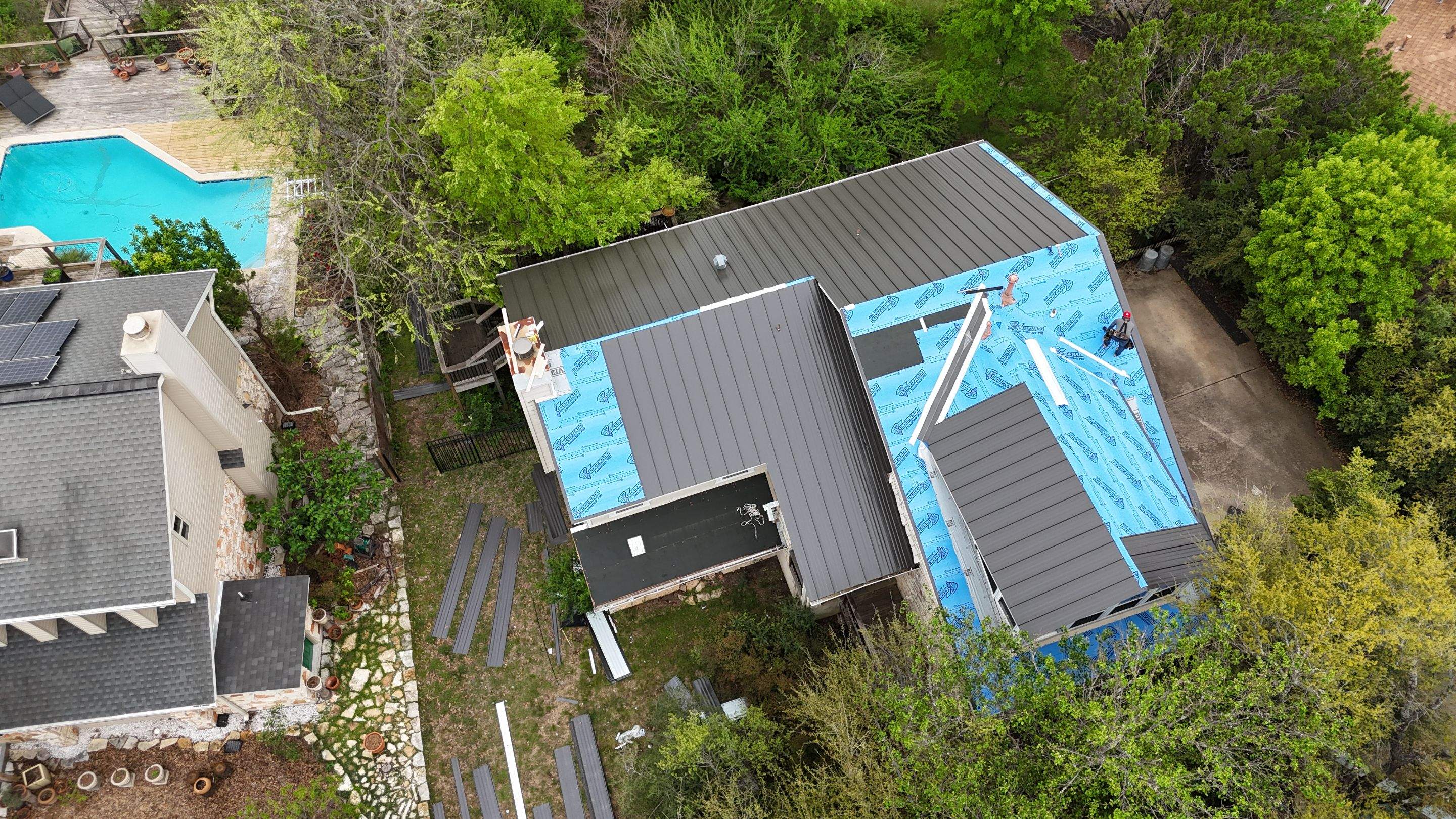 Dark Bronze - L&A Standing Seam with Striations by RoofsOnly.com