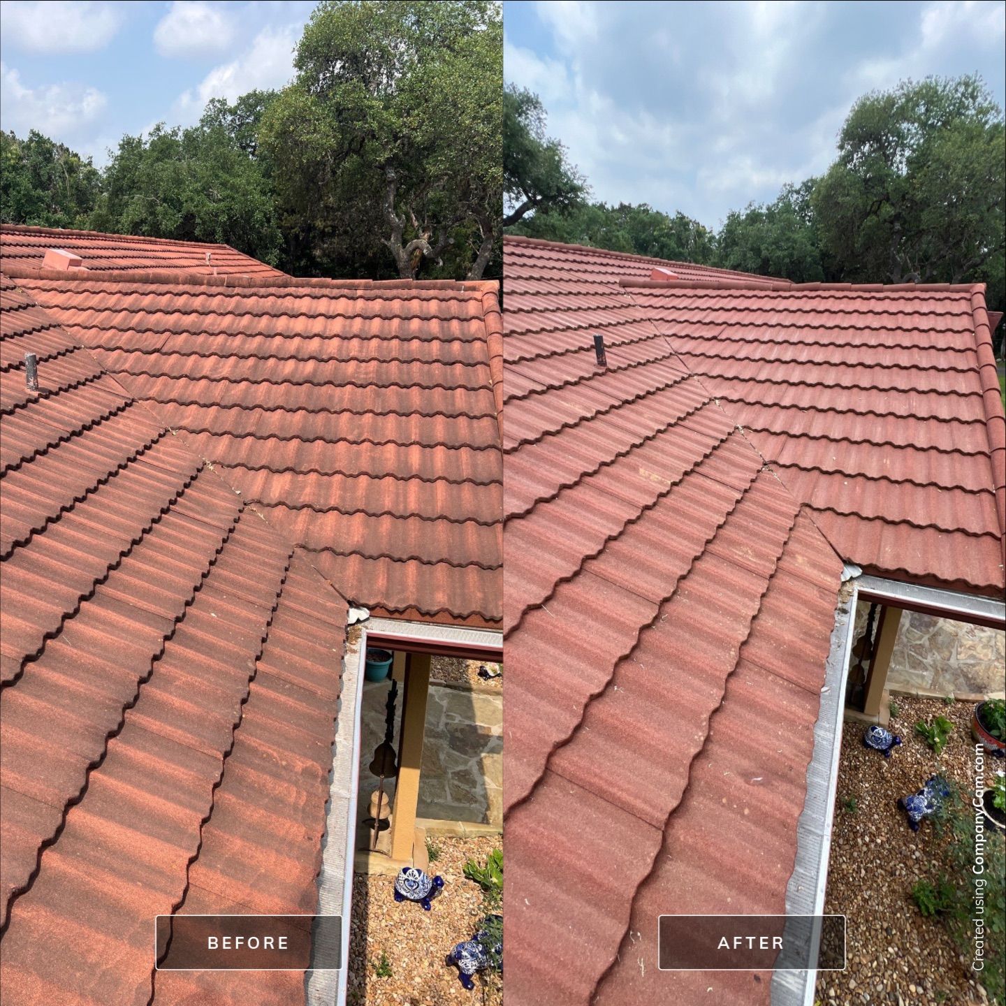 Metal / Tile Roof Wash Project in Boerne by Bright Choice