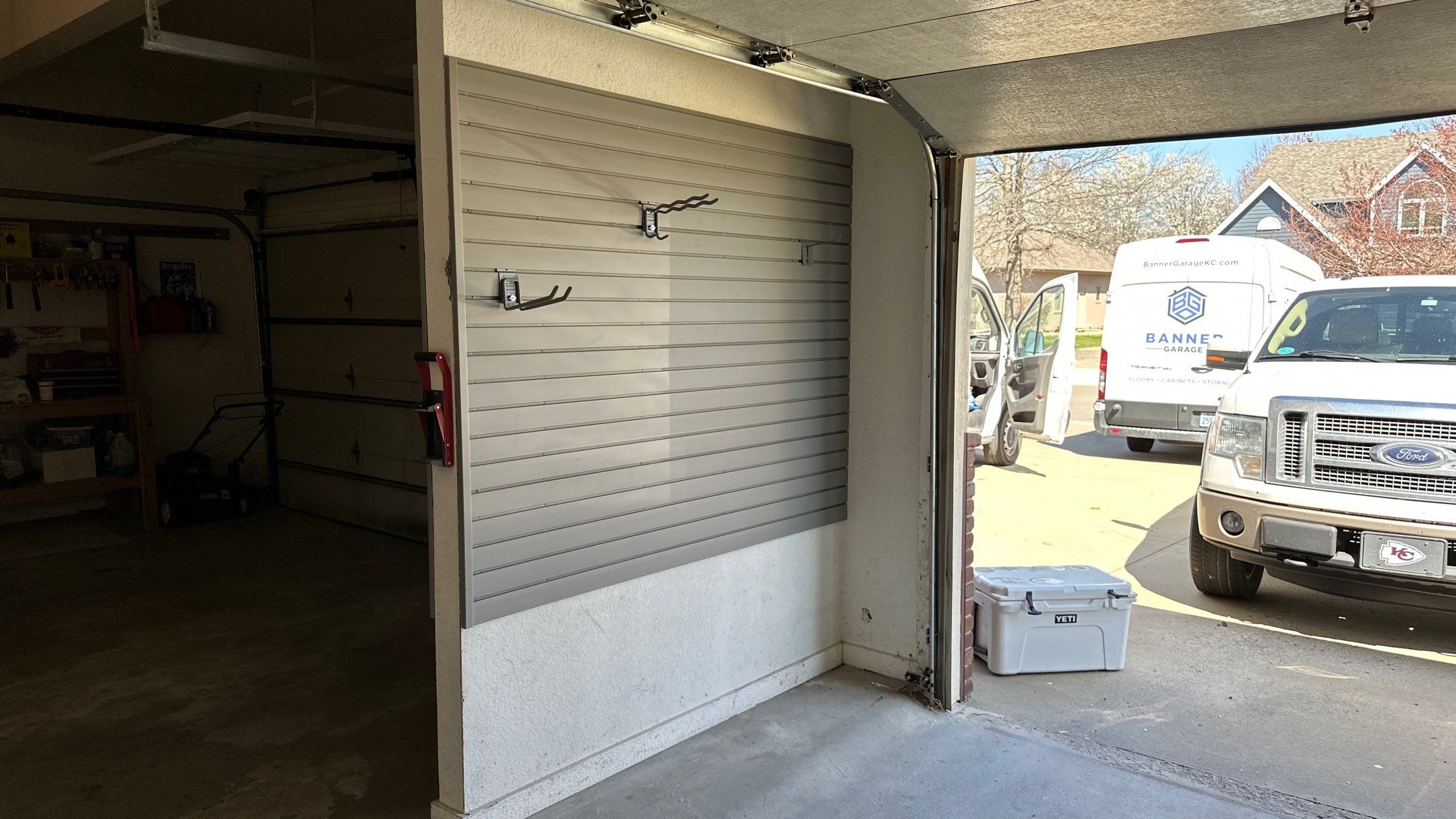 Melissa L. upgraded her garage with slatwall and overhead racks by Banner Garage