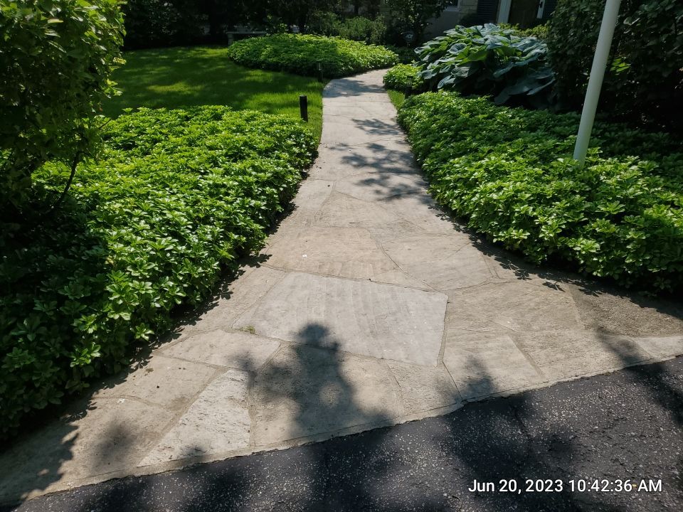 natural stone cleaning using Algaecide, soft wash soap by Northern Power Washing LLC.