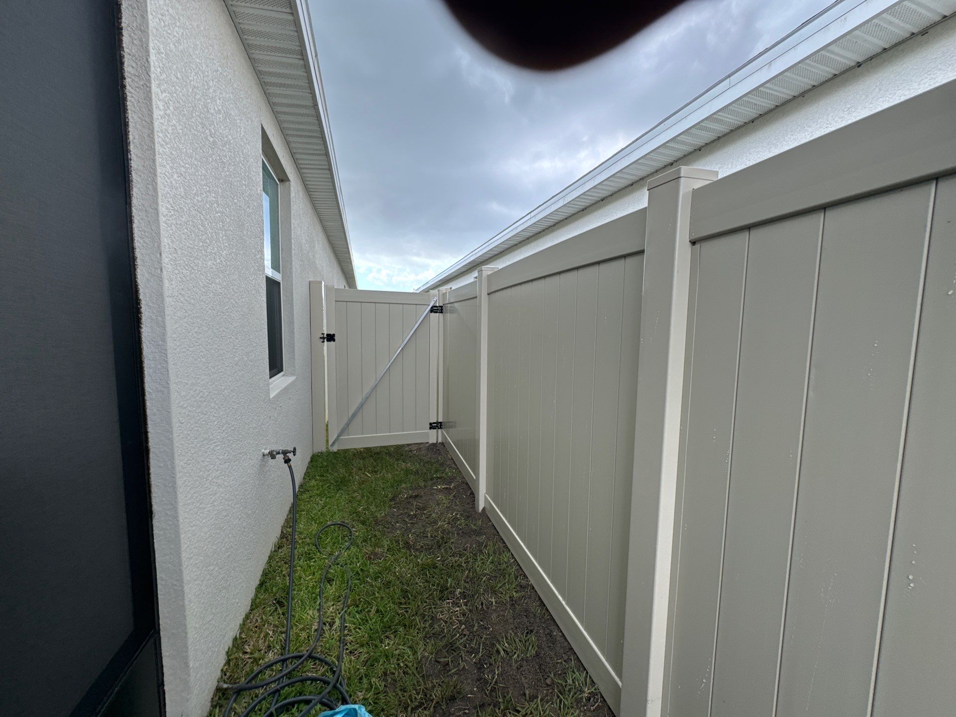 Vinyl Fence Installation using Tan Vinyl Privacy Fence by Asap fence and gates, LLC