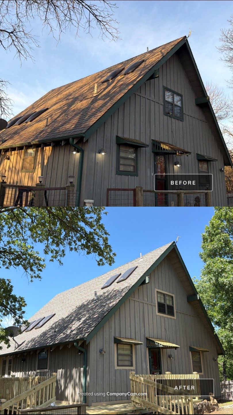 Architectural Shingle Roof Replacement and Skylight Installation in Sulphur by BANA Roofing and Solar Supply