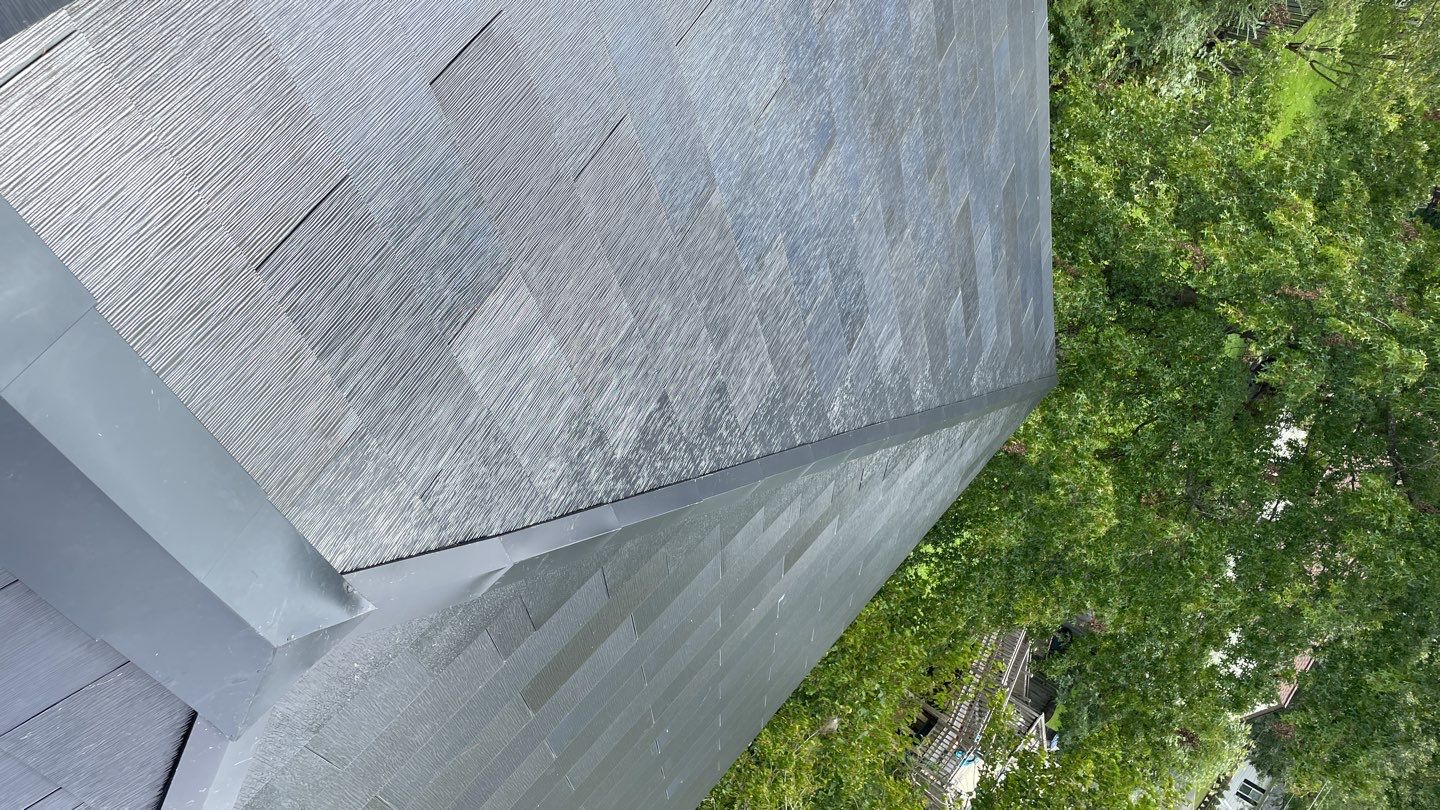 Tesla Solar Roof  using Tesla Solar Roof V3 tiles by American Home Contractors