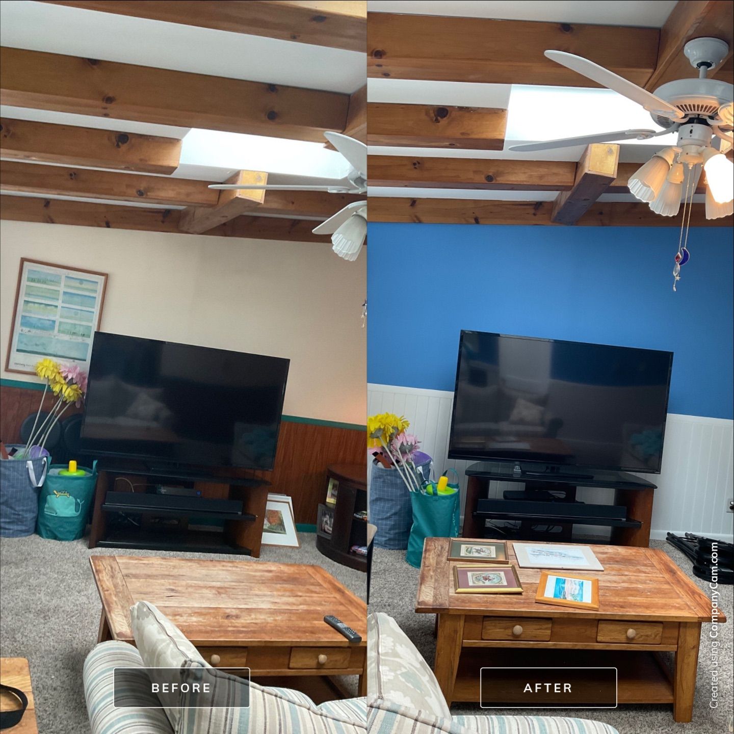 A Fresh Family Room Transformation with Sky Blue Walls by Groovy Hues