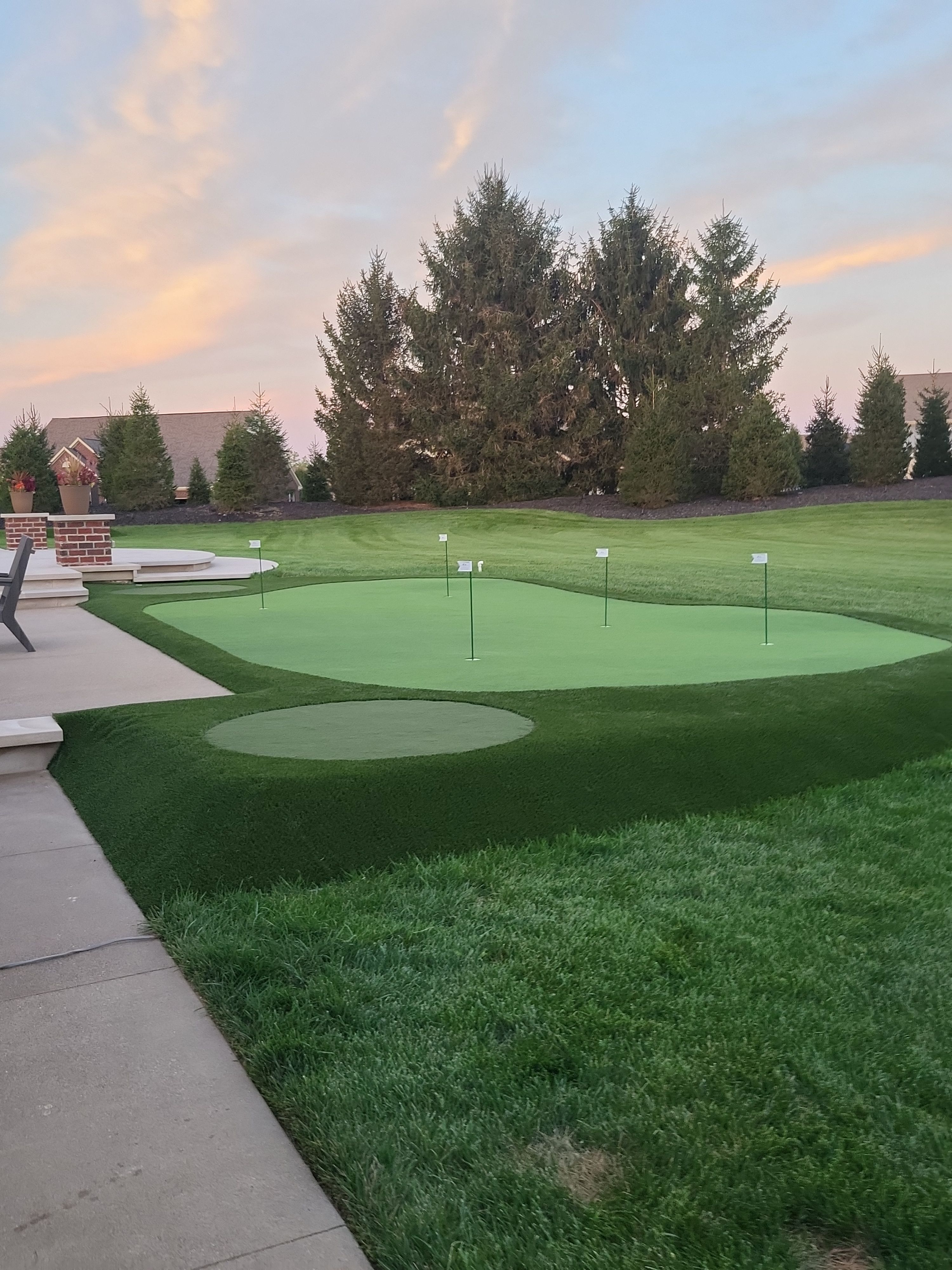 2 Custom Residential Golf Green's and 5 Tee Boxes Installation in Bargersville by Southwest Greens Midwest