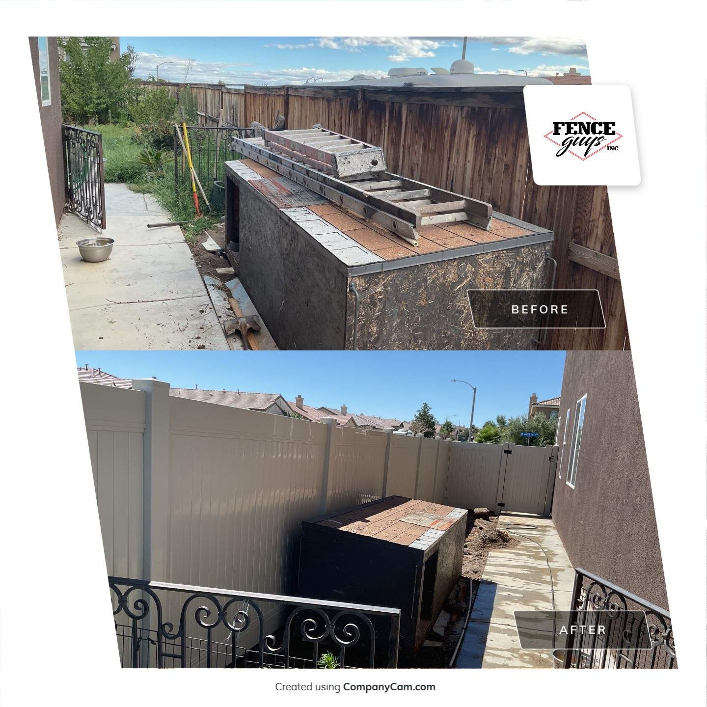 Tan Vinyl by Fence Guys Inc. 