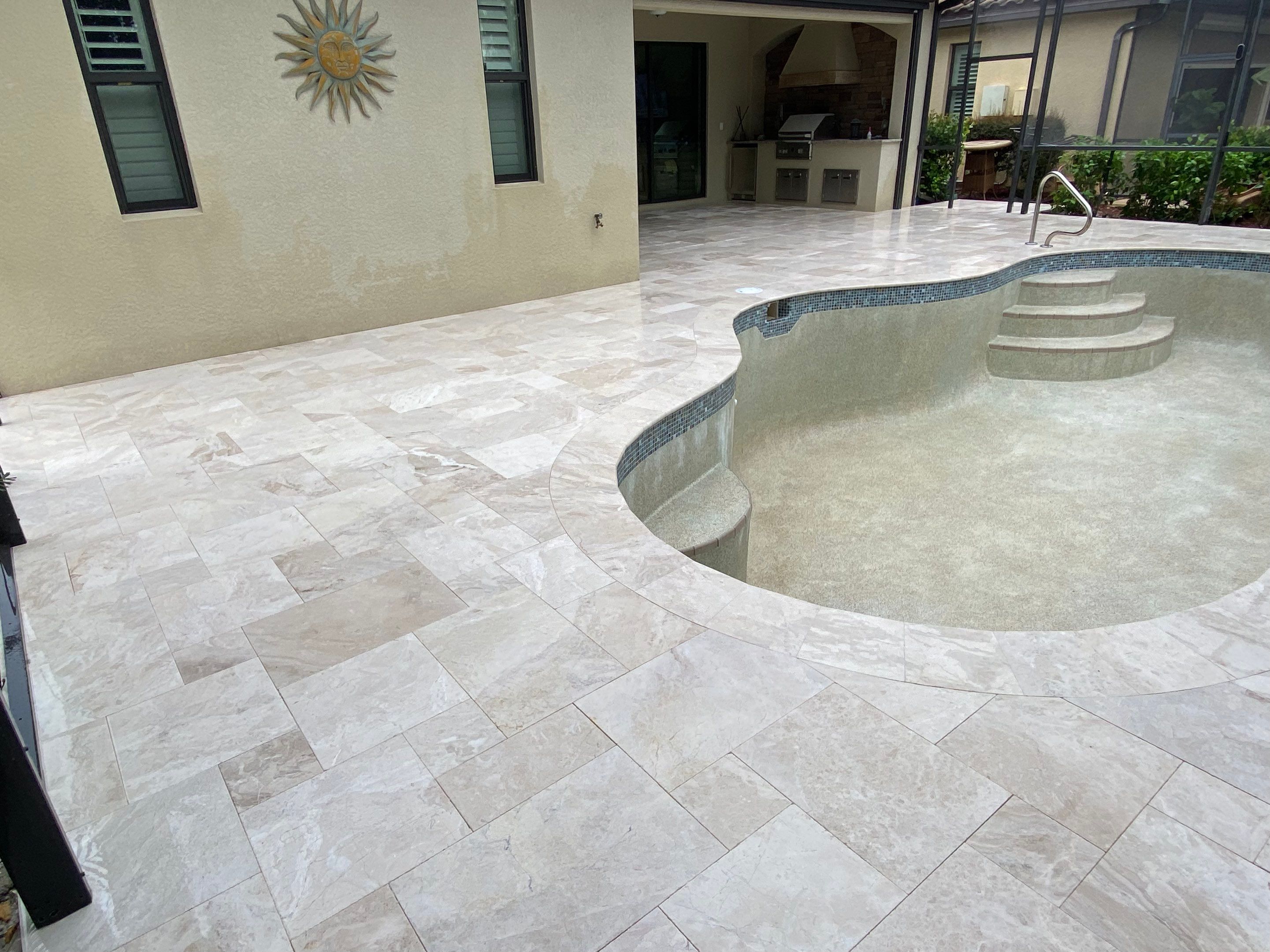 Textured Marble Pool Deck - Bonita National Golf & Country Club by Old Town Pavers Llc
