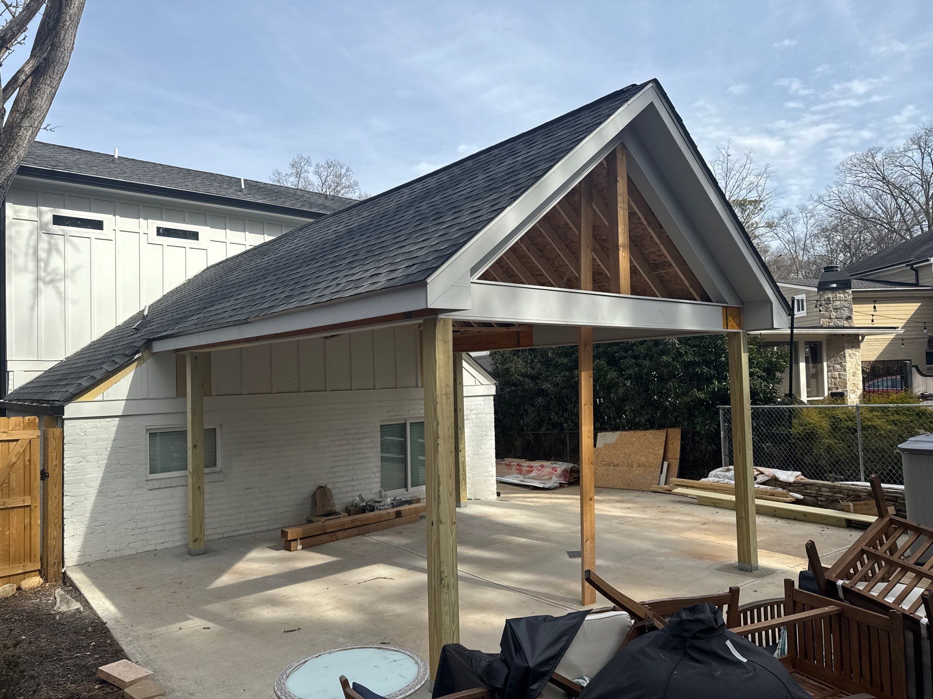 Custom Gable Roof Pavilion and Patio Cover in Atlanta by Swift Home Renovations