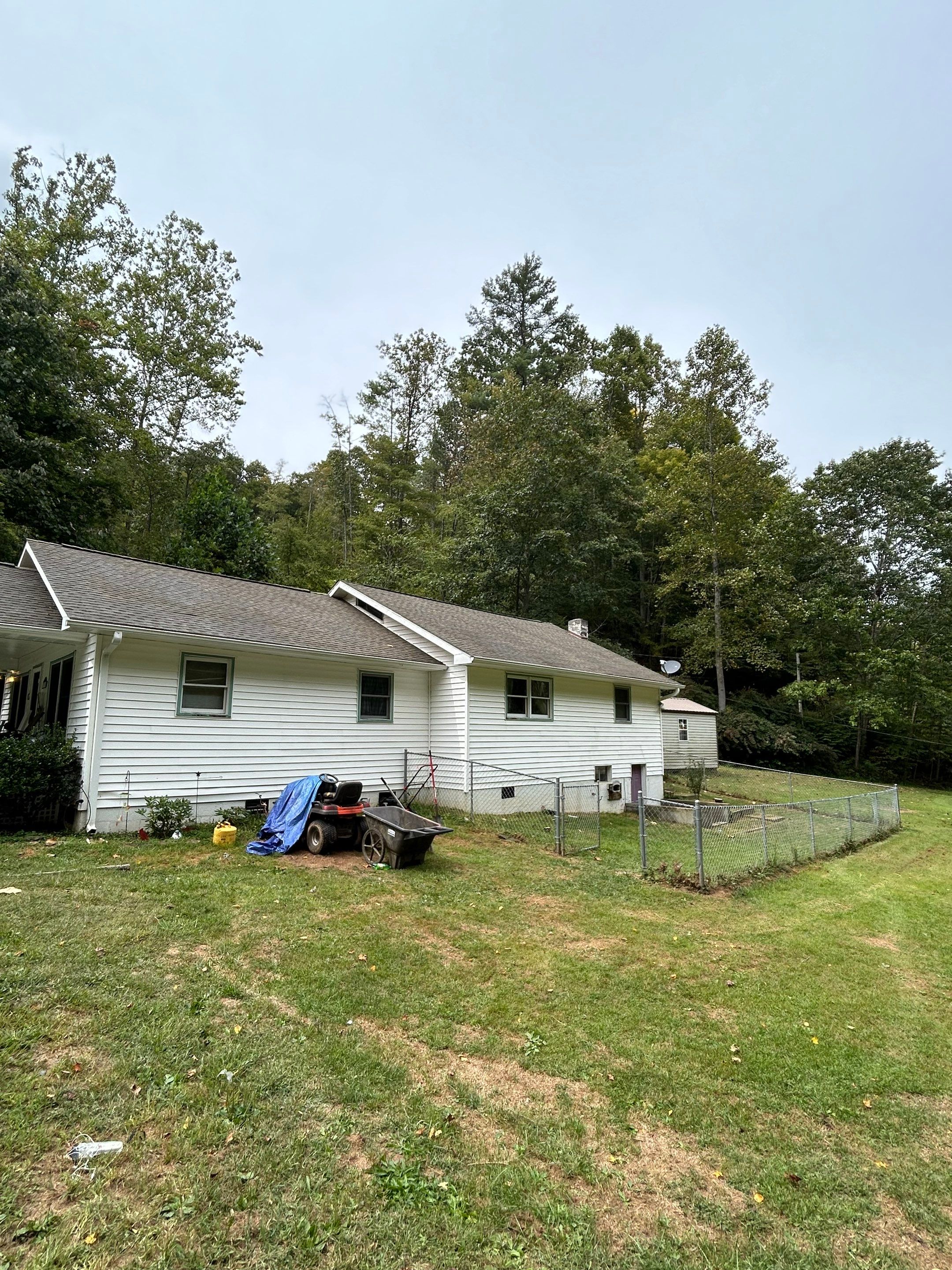 the service being done is cleaning the exterior siding and roof of the house to remove dirt and stains