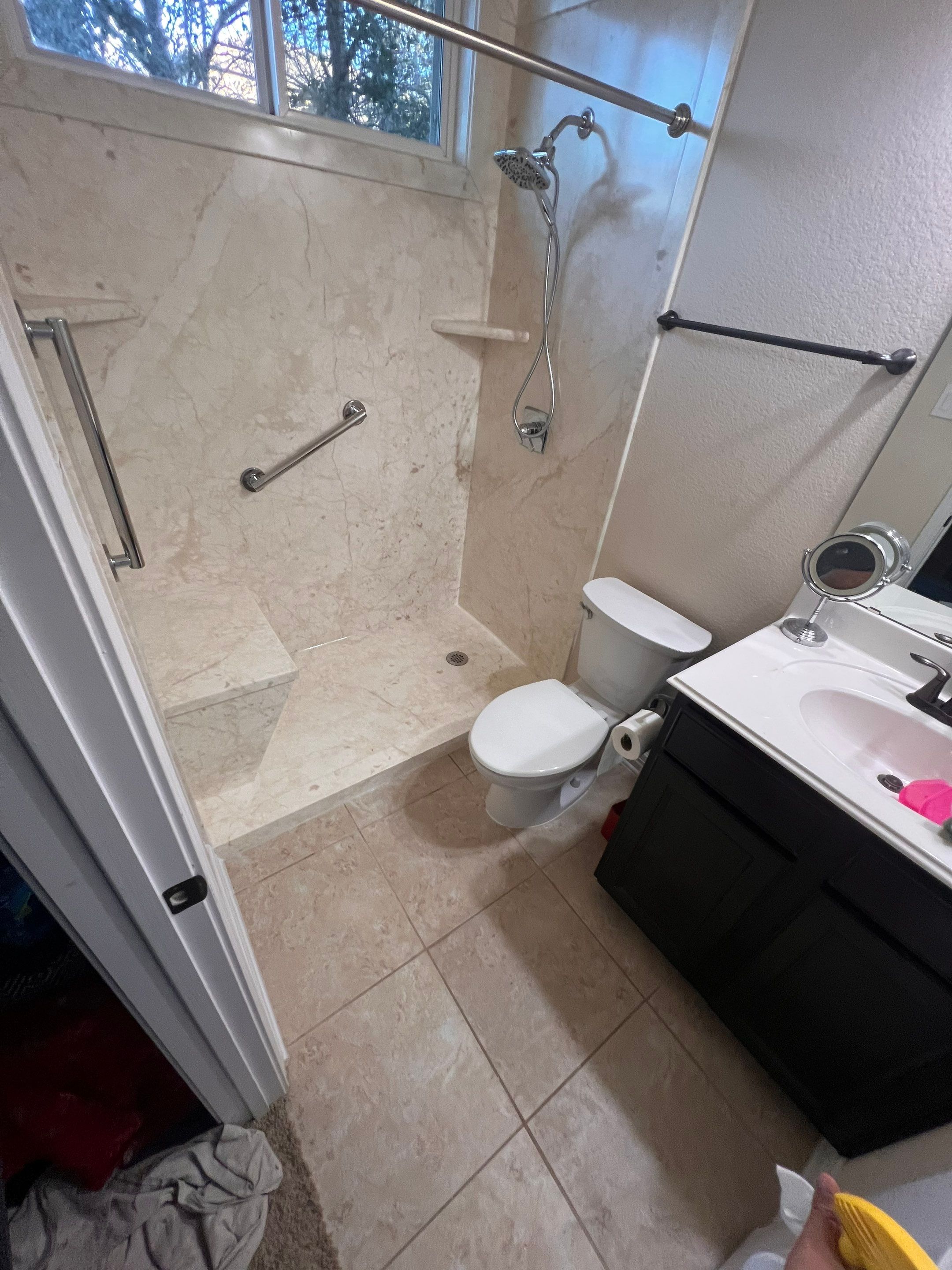 Tub to walk-in shower in Buda by Lane Lauritsen - The Hill Country, Texas