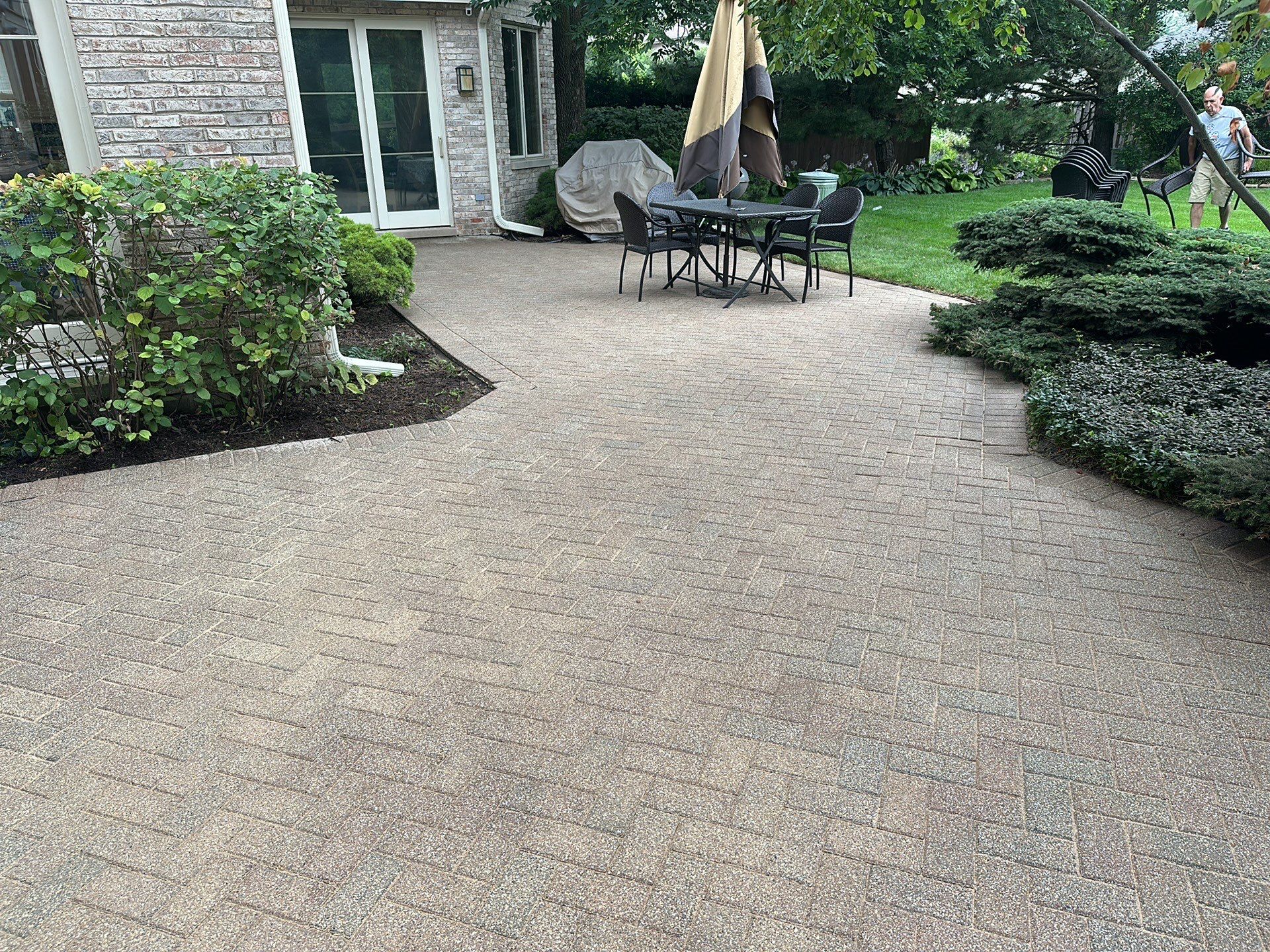 Brick paver clean, sand and seal.  using Polysweep polymeric sand by Northern Power Washing LLC.
