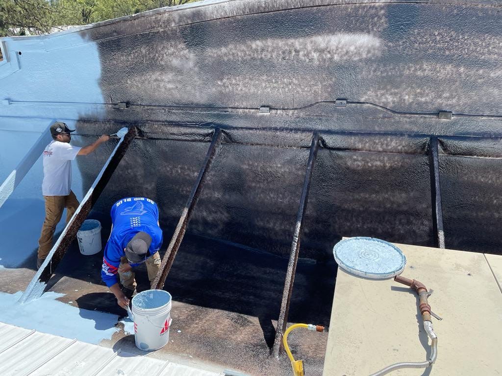 Foam Refurbish using Conklin Benchmark/PUMA XL coatings and spray foam by Straight Edge Roofing Inc