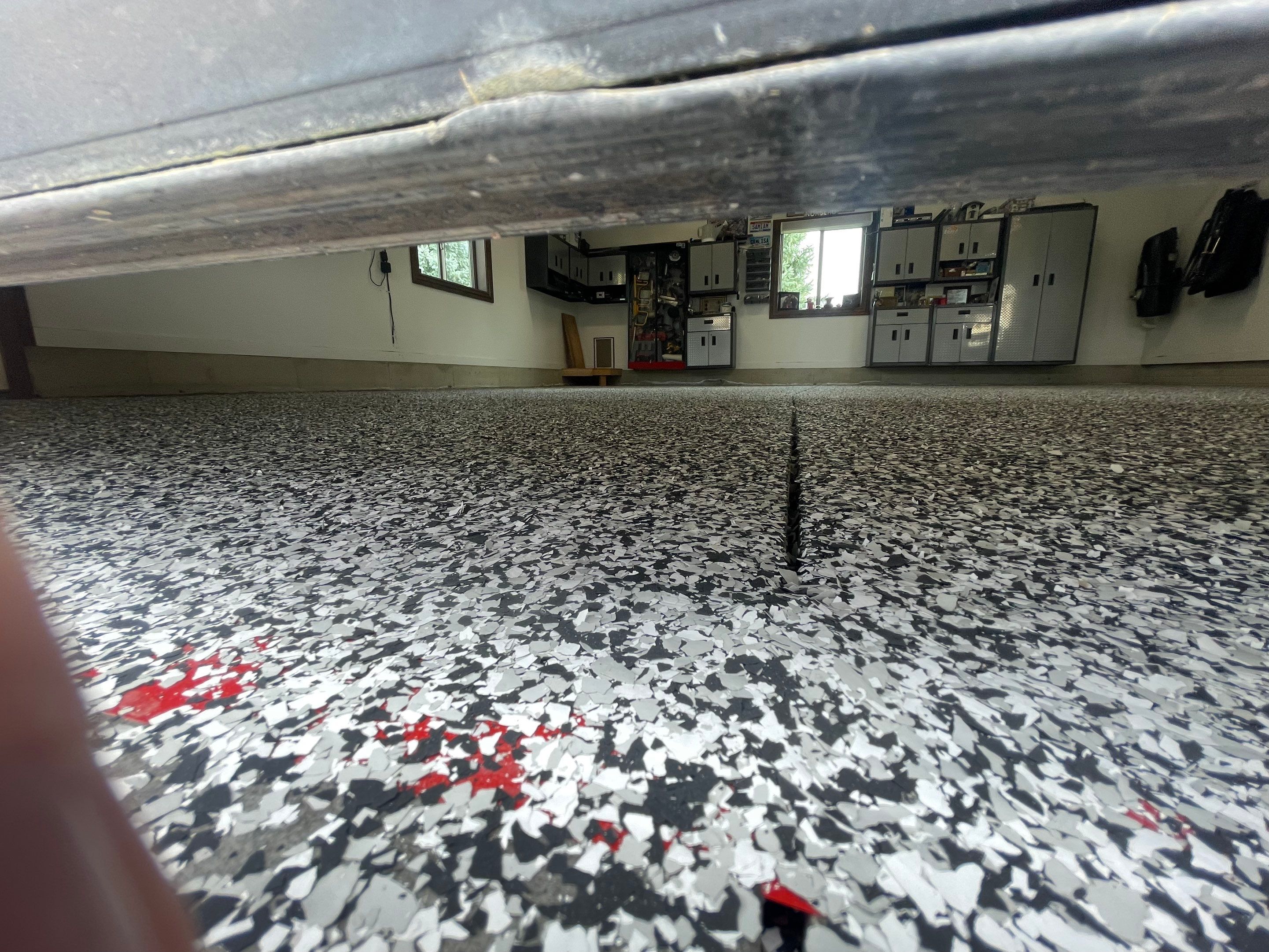 Garage Floor Coating and Domino Flake Finish in Sioux Falls by Select Painting, Coatings & Garage Cabinets