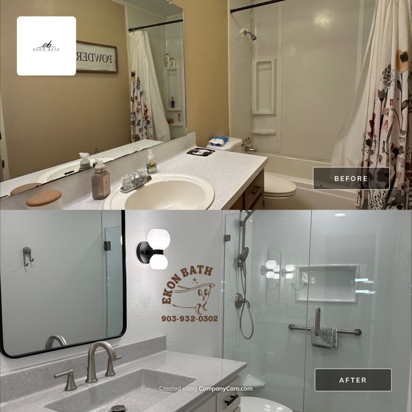 Bathroom Remodel using The Onyx Collection by Ekon Bath, LLC
