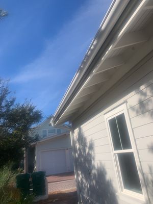 White Half-Round Gutters Installation in Rosemary Beach, FL
