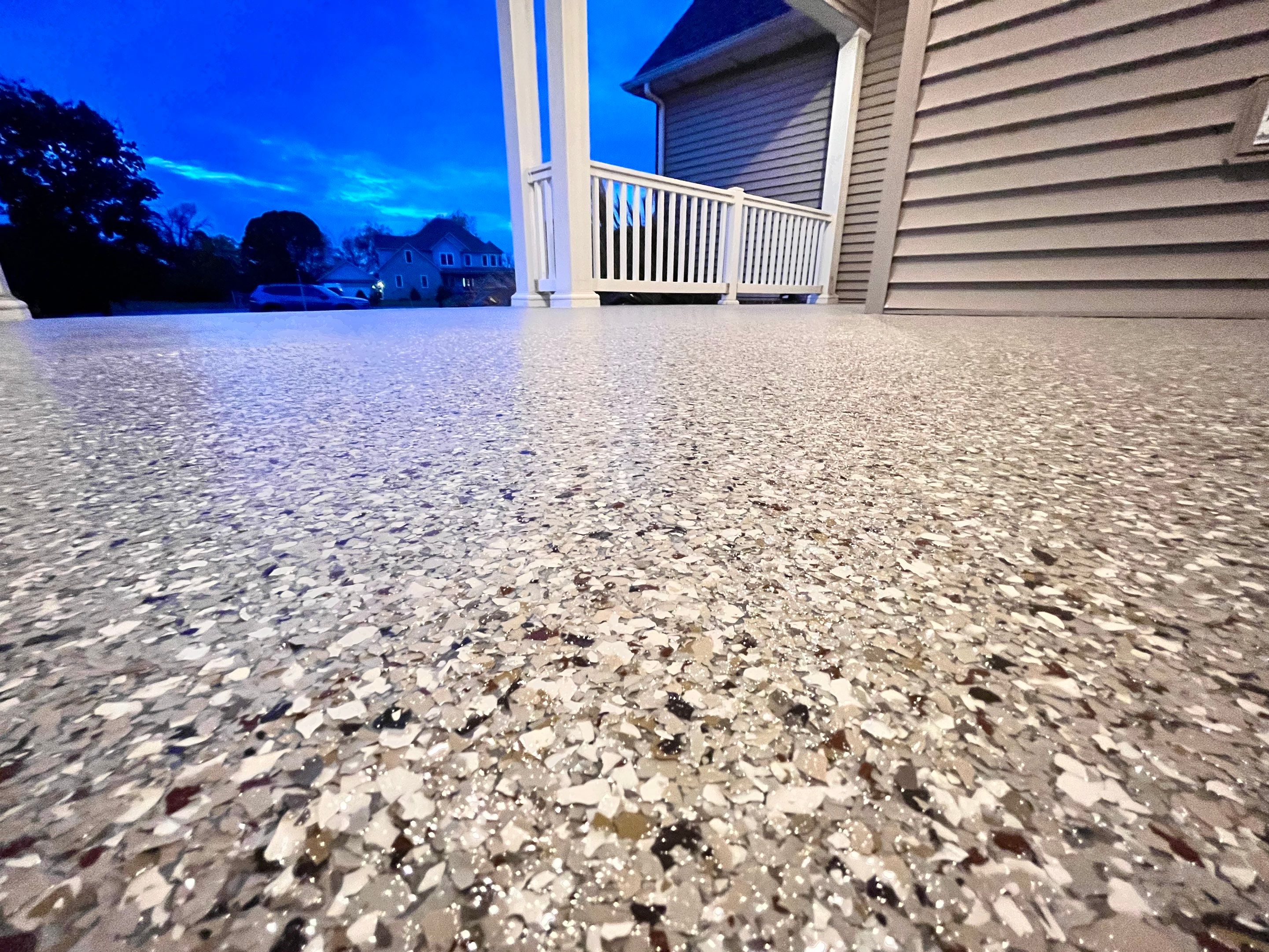 Wombat Flake Front Porch + Garage  by Level 10 Coatings
