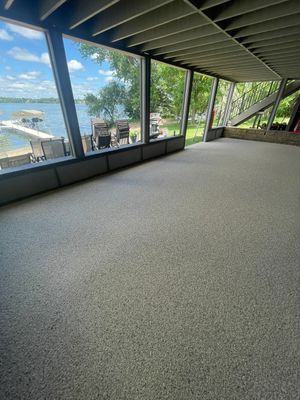 Lakefront Screened Patio Concrete Coating Installation in Wentworth