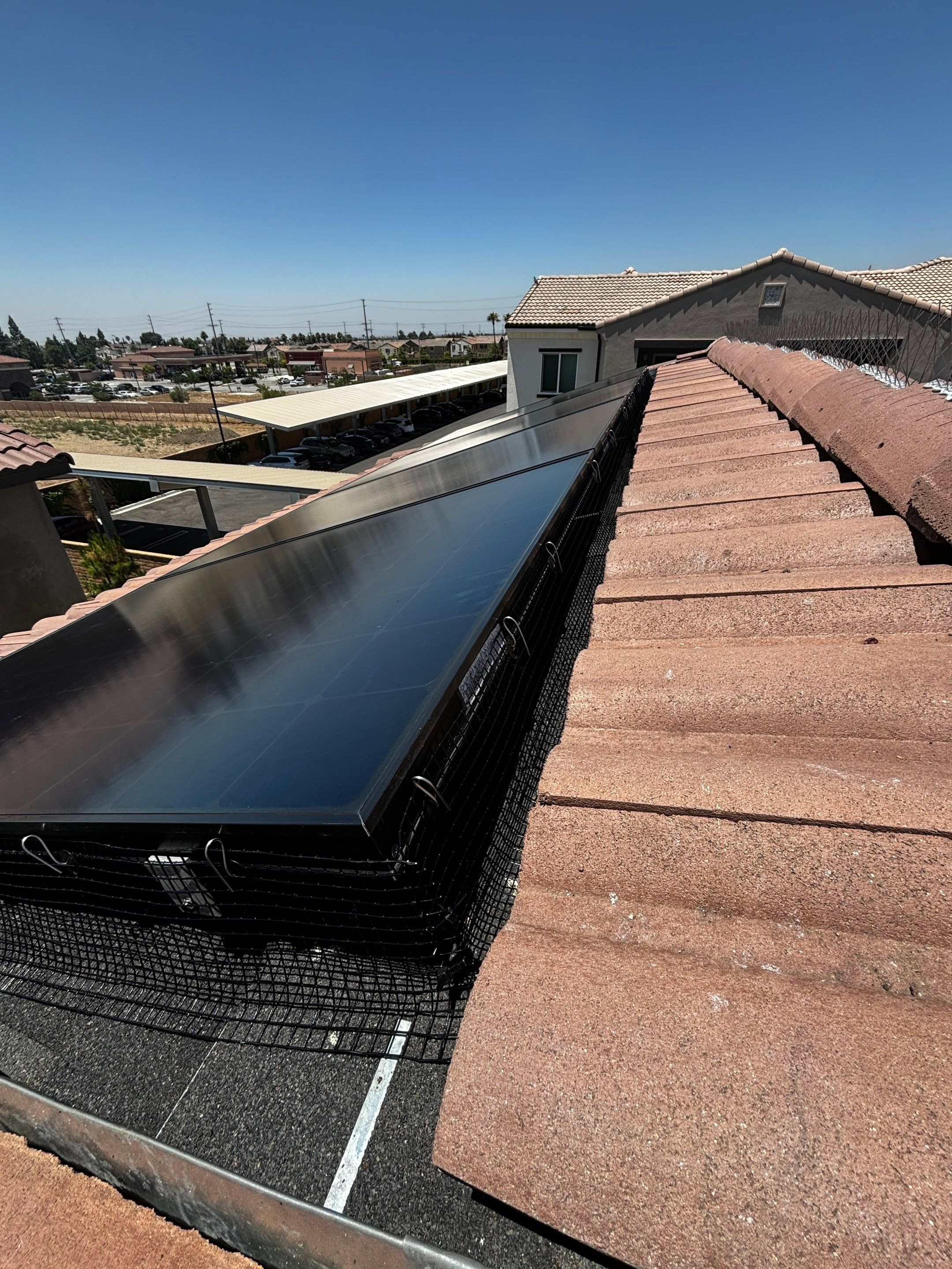 Solar Panel Bird Proofing in Fontana Ca by Palm Coast Solar Cleaning
