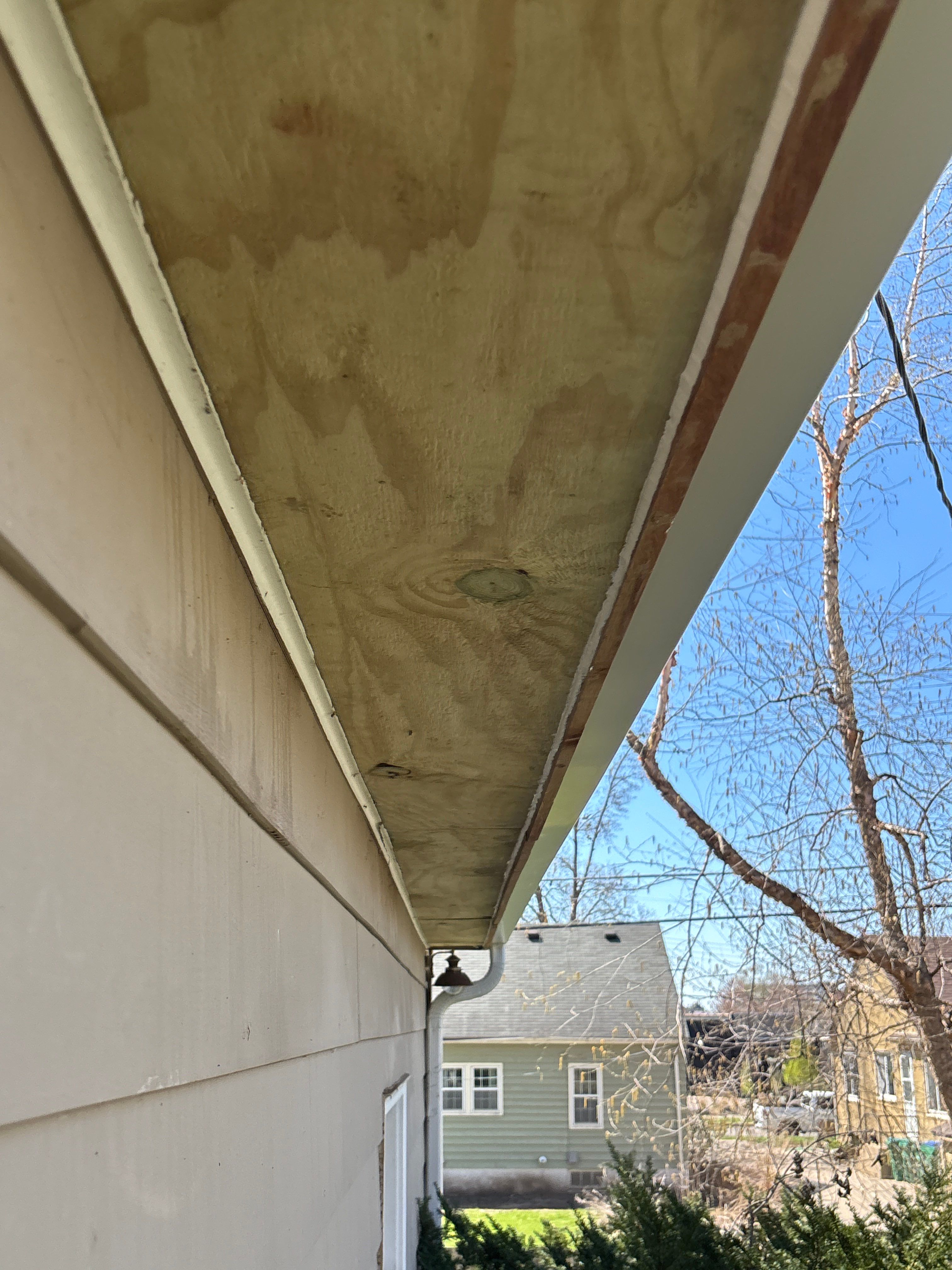 Soffit Repair + 5" Gutter Installation on Garage by Next Level Seamless Gutters / Exteriors Inc.