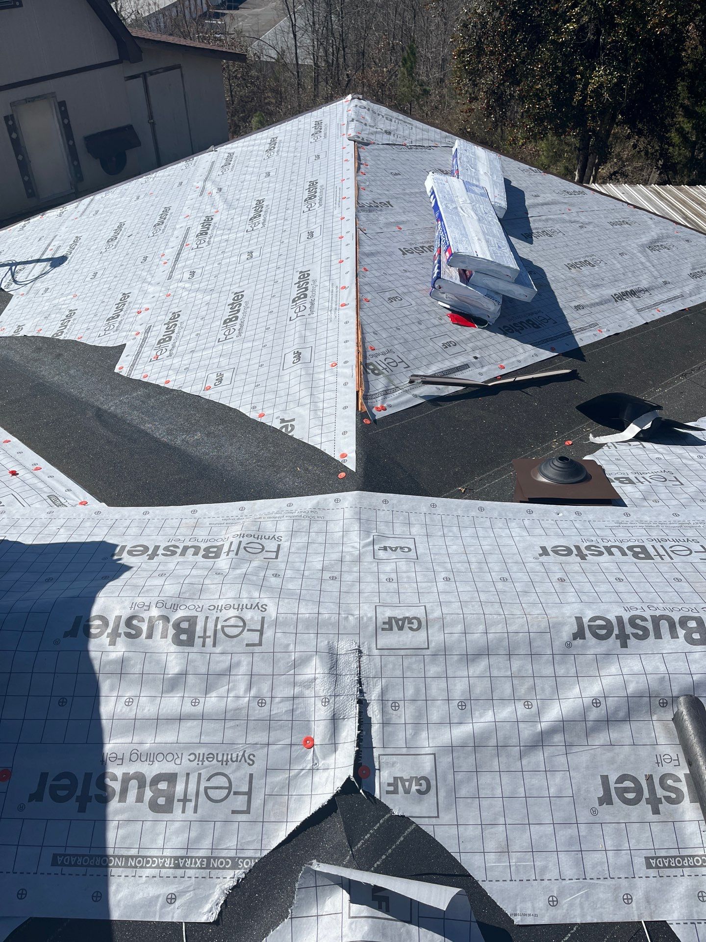 Residential Roof Replacement With GAF Architectural Shingles in Hot Springs by Temple Roofing and Exteriors