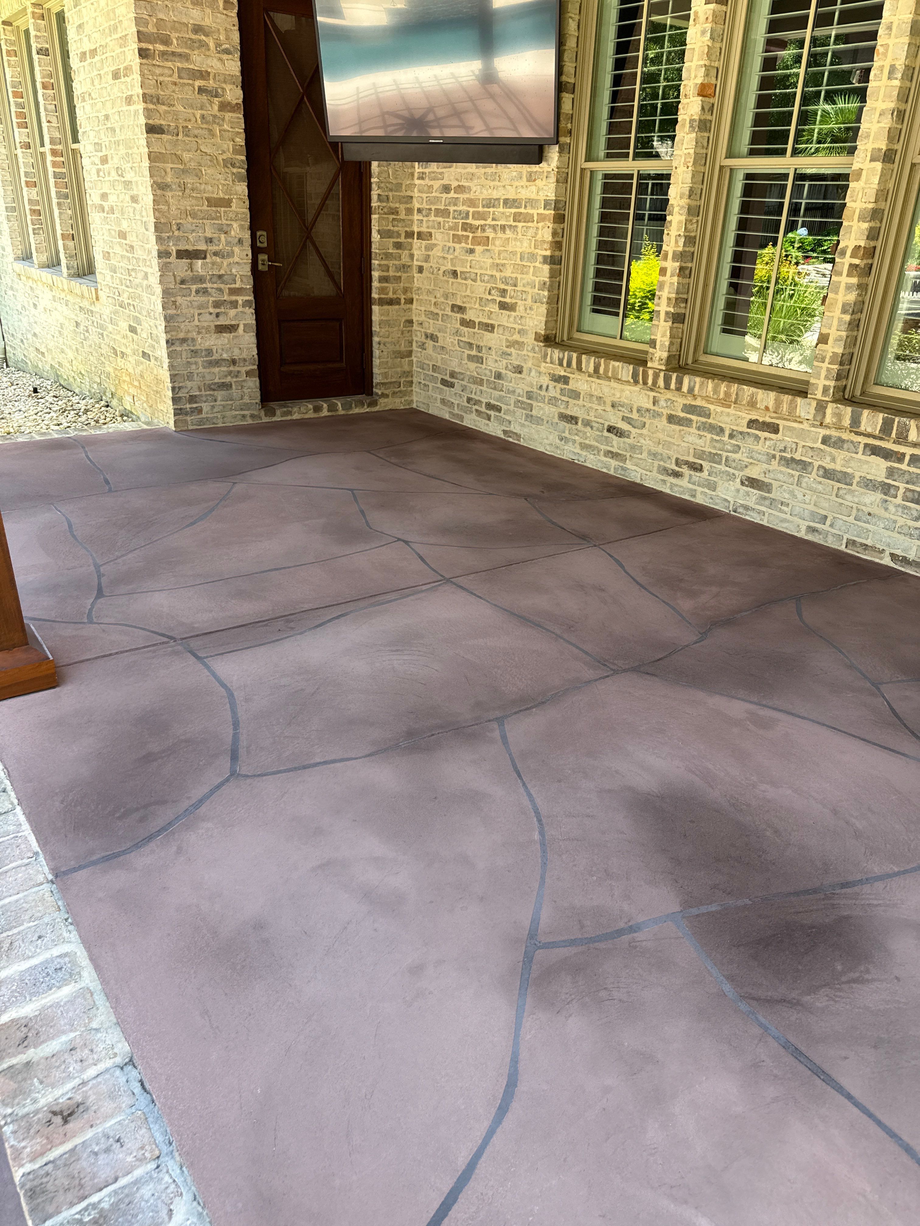 Decorative Flagstone Concrete Overlay for Fairhope Patio by Cornerstone Hard Surface Restoration