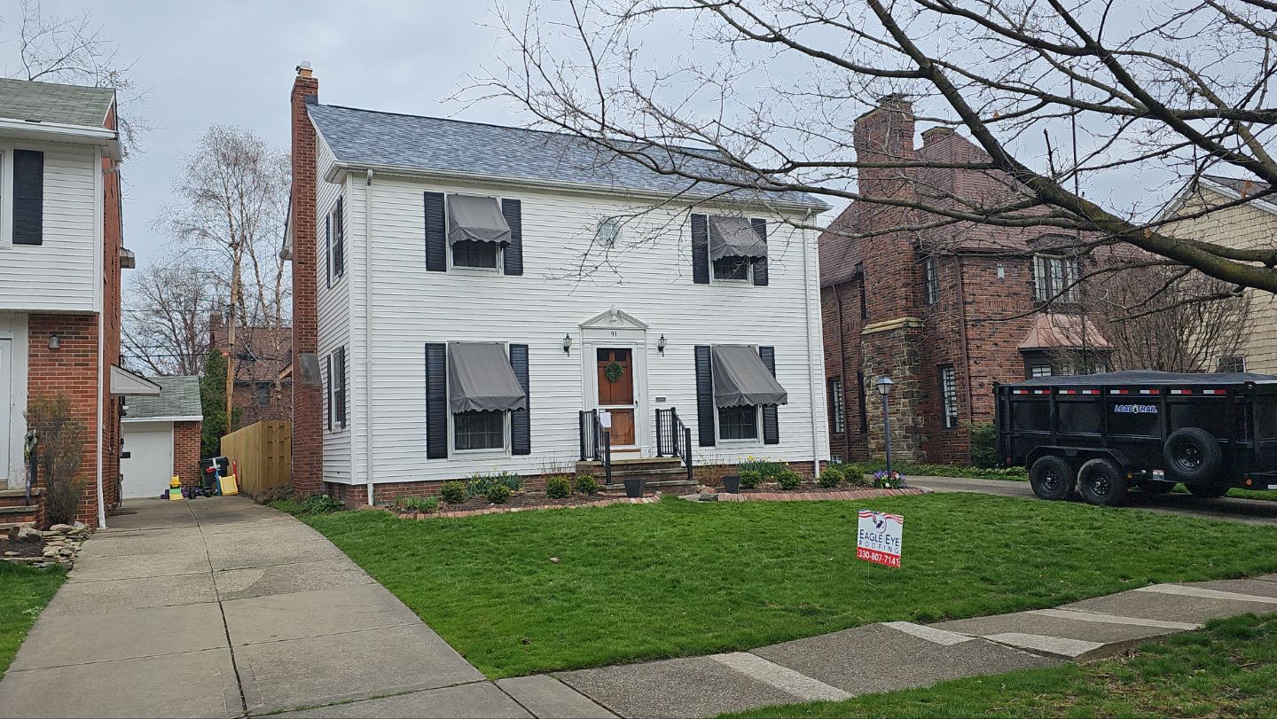 Owens Corning Duration Designer, Color, Pacific Wave, Drip Edge, Birch White by Eagle Eye Roofing