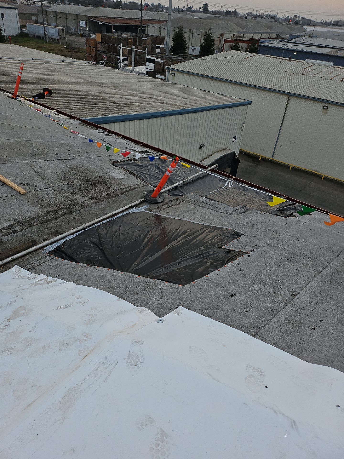 TPO single-ply roofing system using GAF Single-ply TPO 60 mil with 1.5 inch ISO board insulation by Straight Edge Roofing Inc