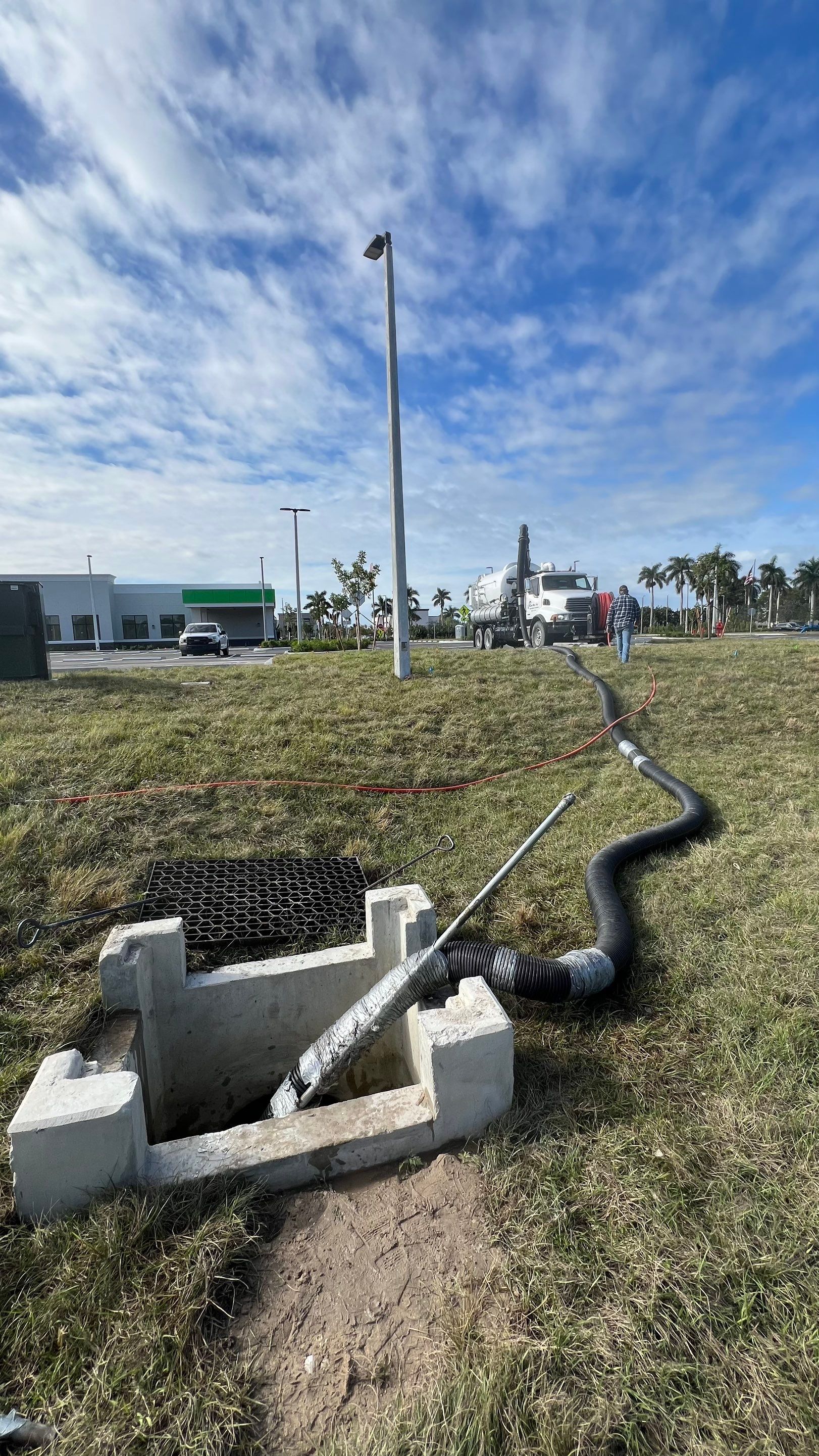 New Construction Commercial Parcel Stormwater System Cleaning by Don Mar, Inc. Storm Water Solutions