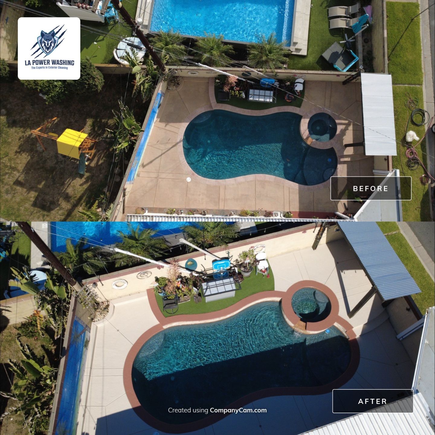Sandblast & Staining Pool Deck by La Power Washing Inc