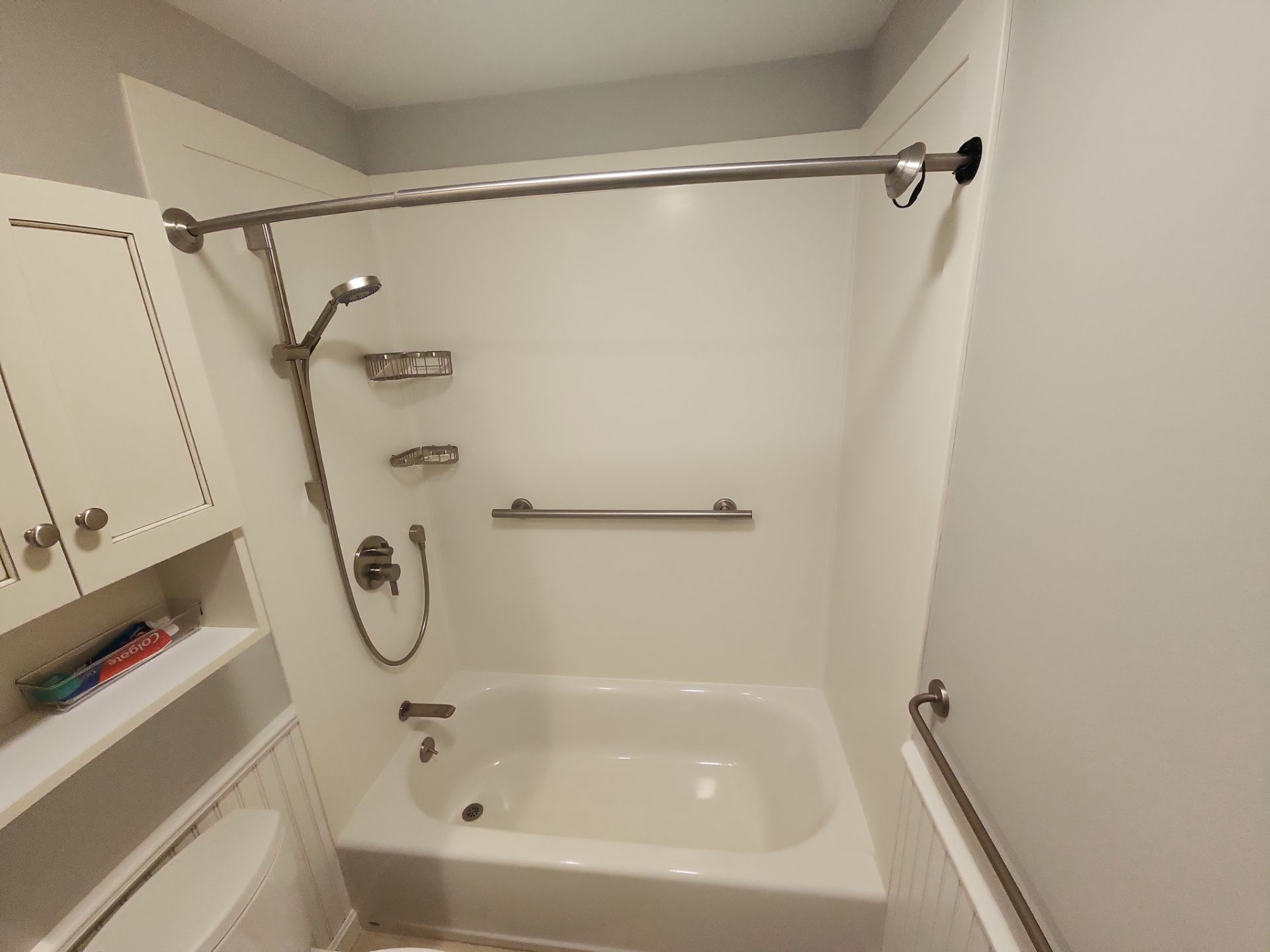 Semi-Frameless Sliding Shower Doors on Tub Base by Cheshire Glass Company