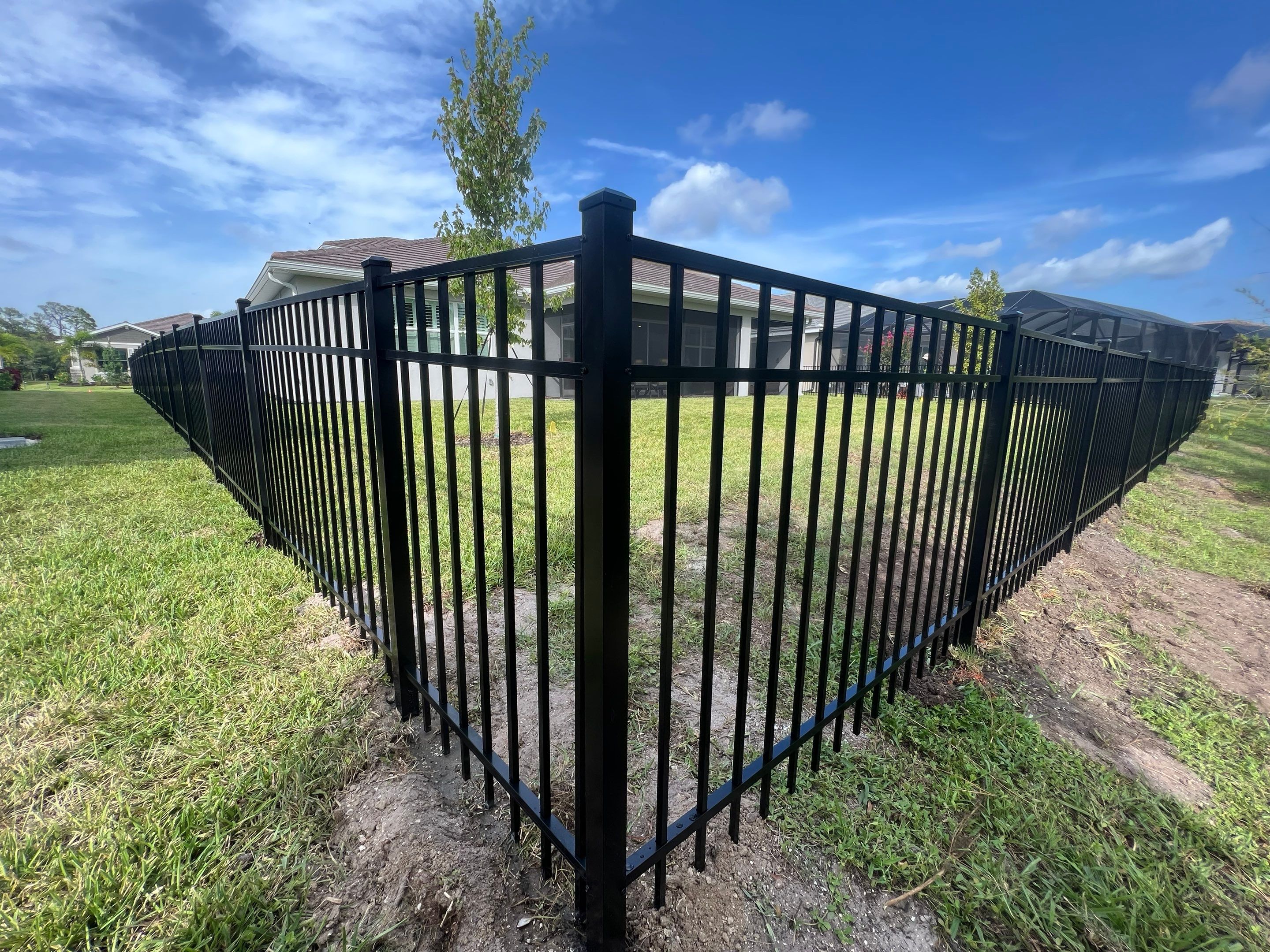 Aluminum Fence Installation using Black 3 Rail Aluminum Fence by Asap fence and gates, LLC